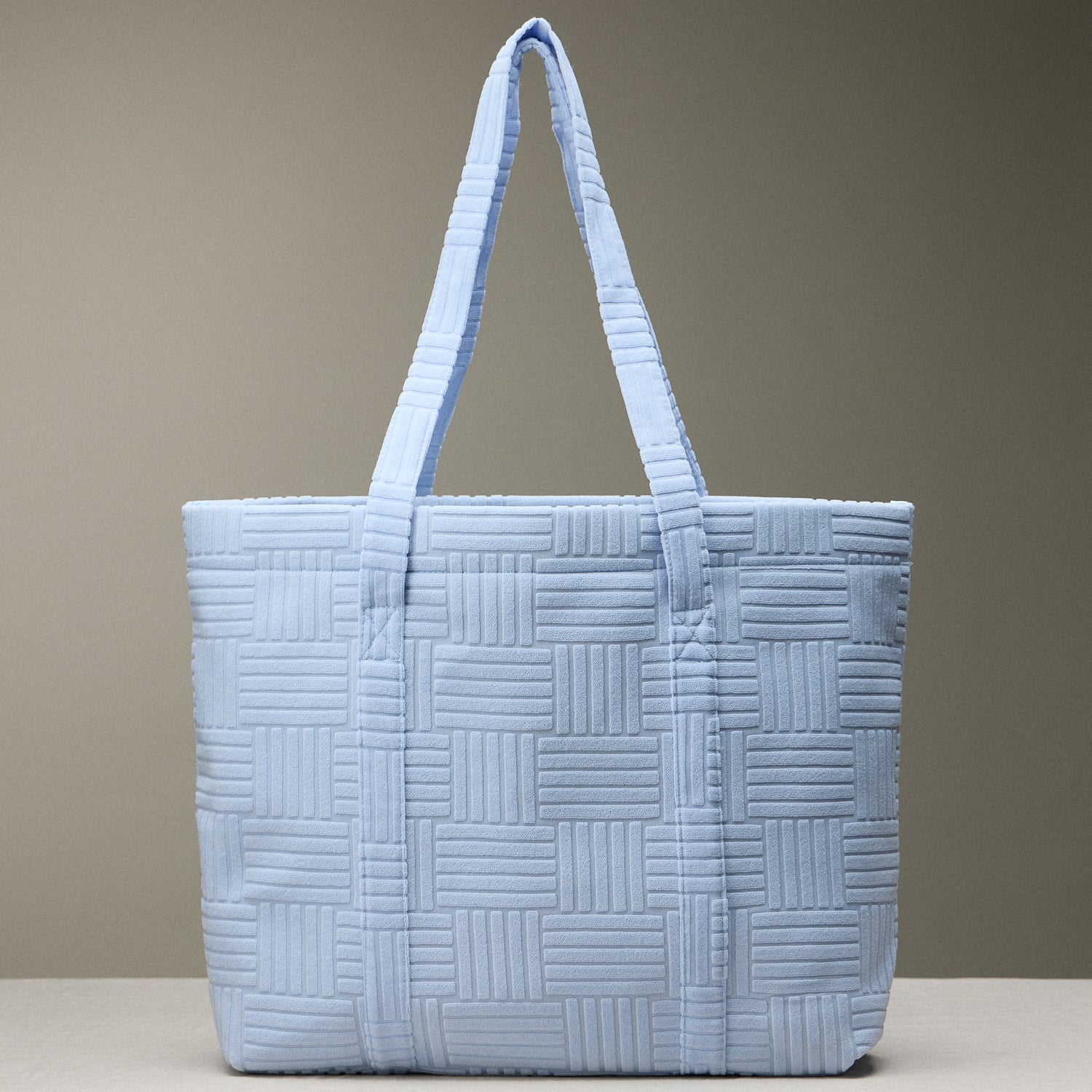 Luxe Terry Tote Bag with Irregular Grid Pattern