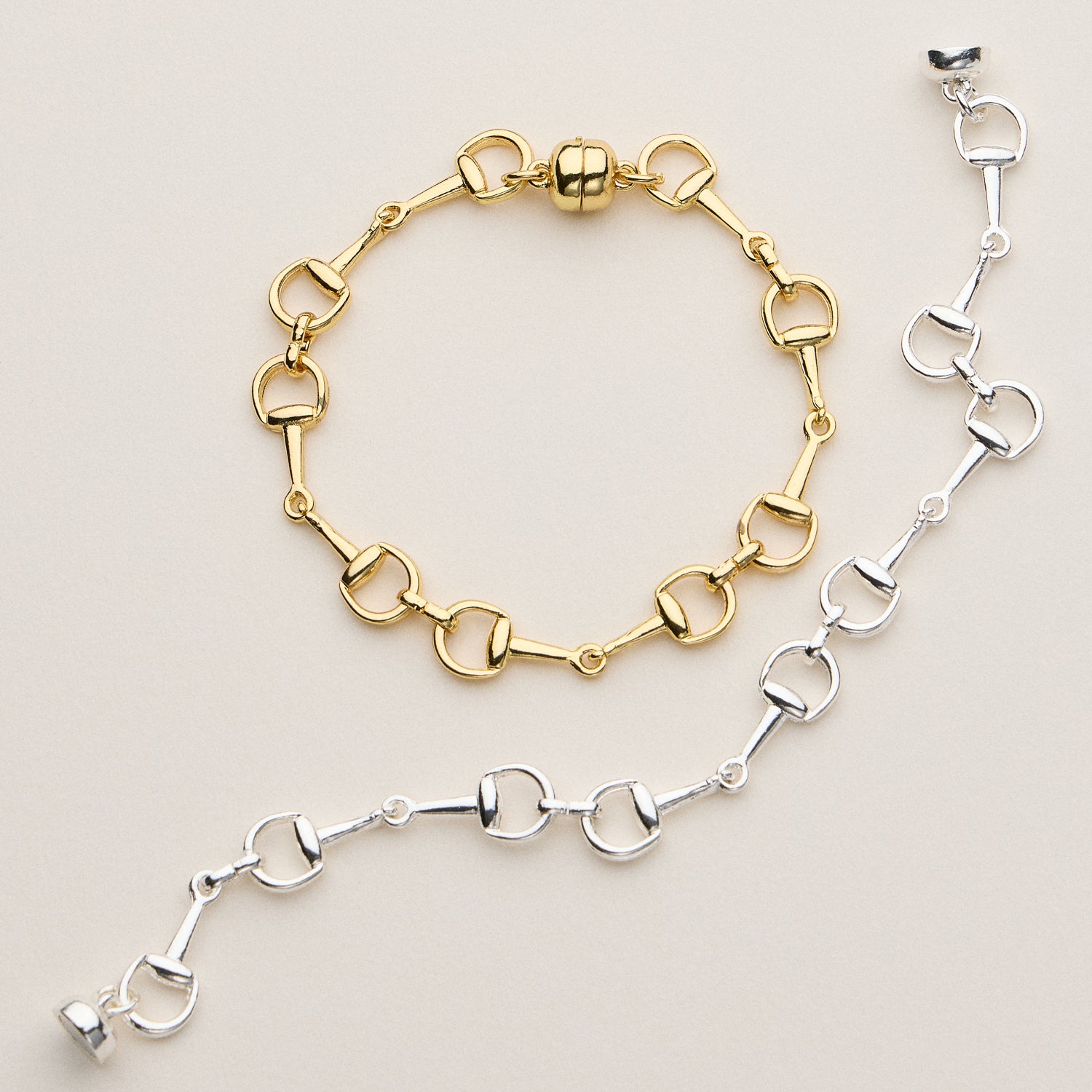 Gold and Silver Bit Chain Bracelet Set