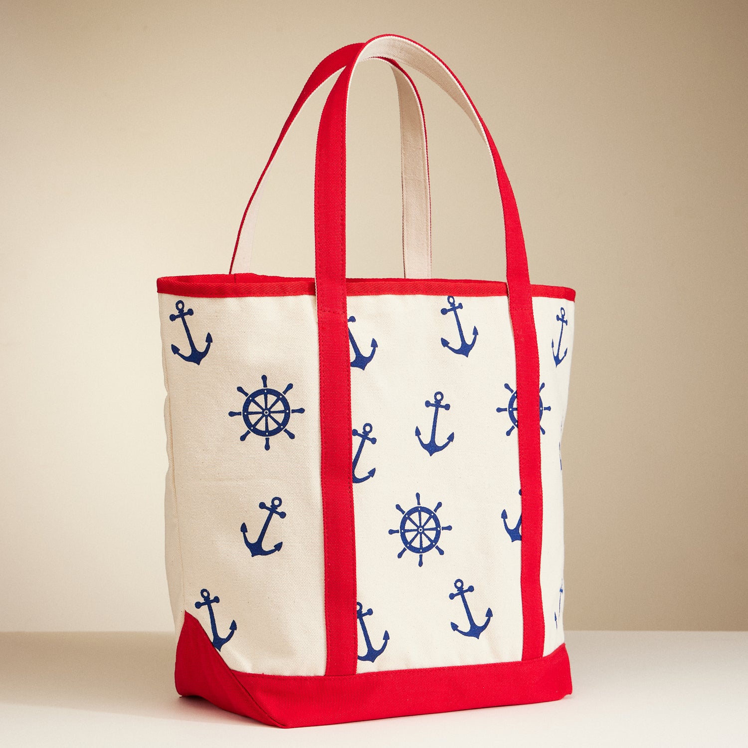 Large Nautical Print Canvas Tote – Beach Carry Bag