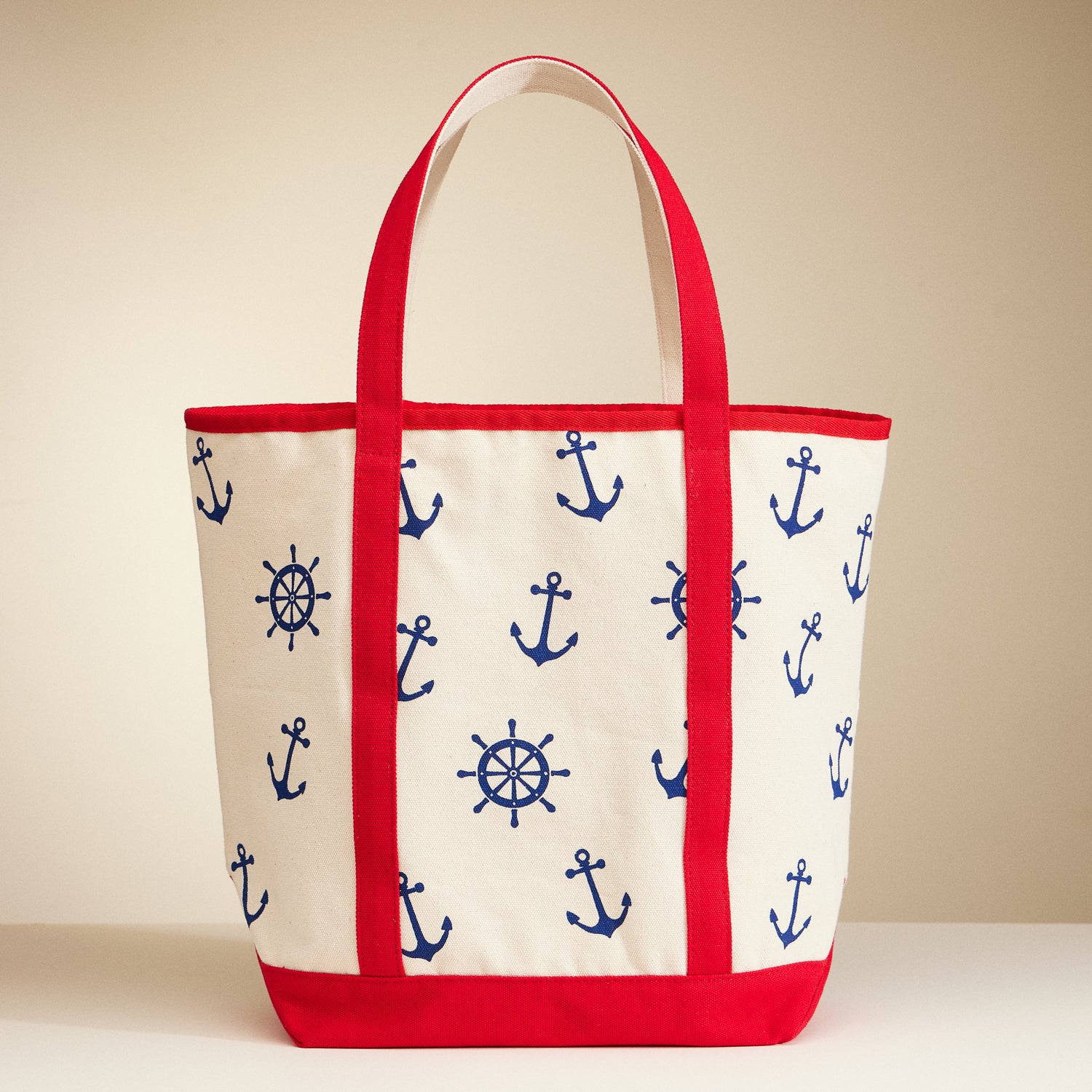 Large Nautical Print Canvas Tote – Beach Carry Bag