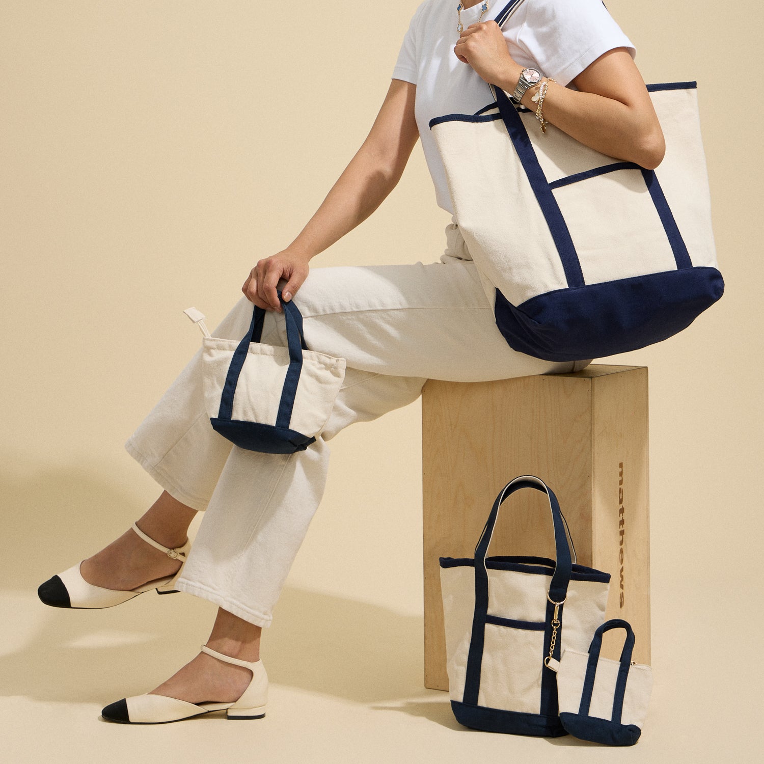 Ecofriendly Cotton Canvas Tote Bag with Charm Holder