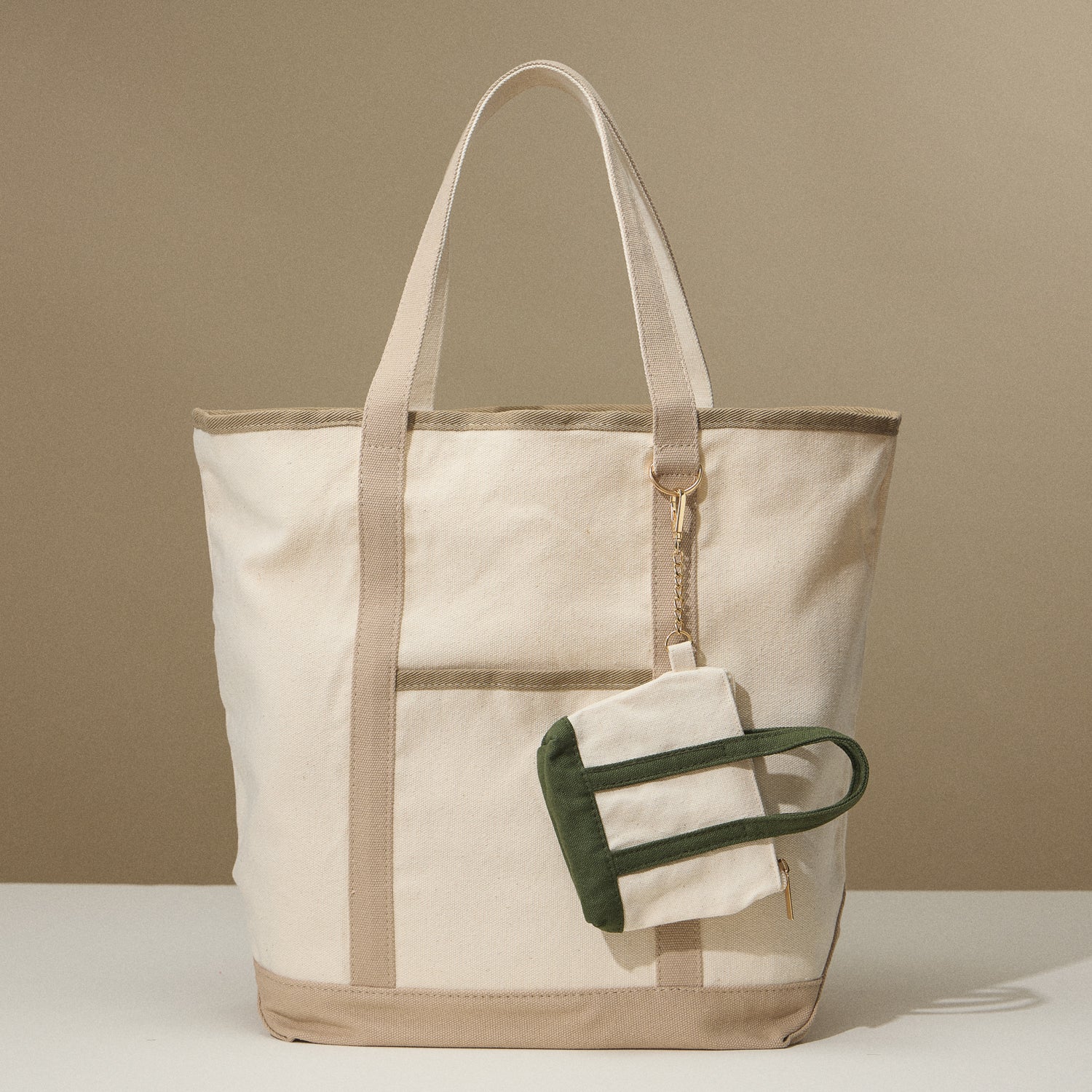 Ecofriendly Cotton Canvas Tote Bag with Charm Holder