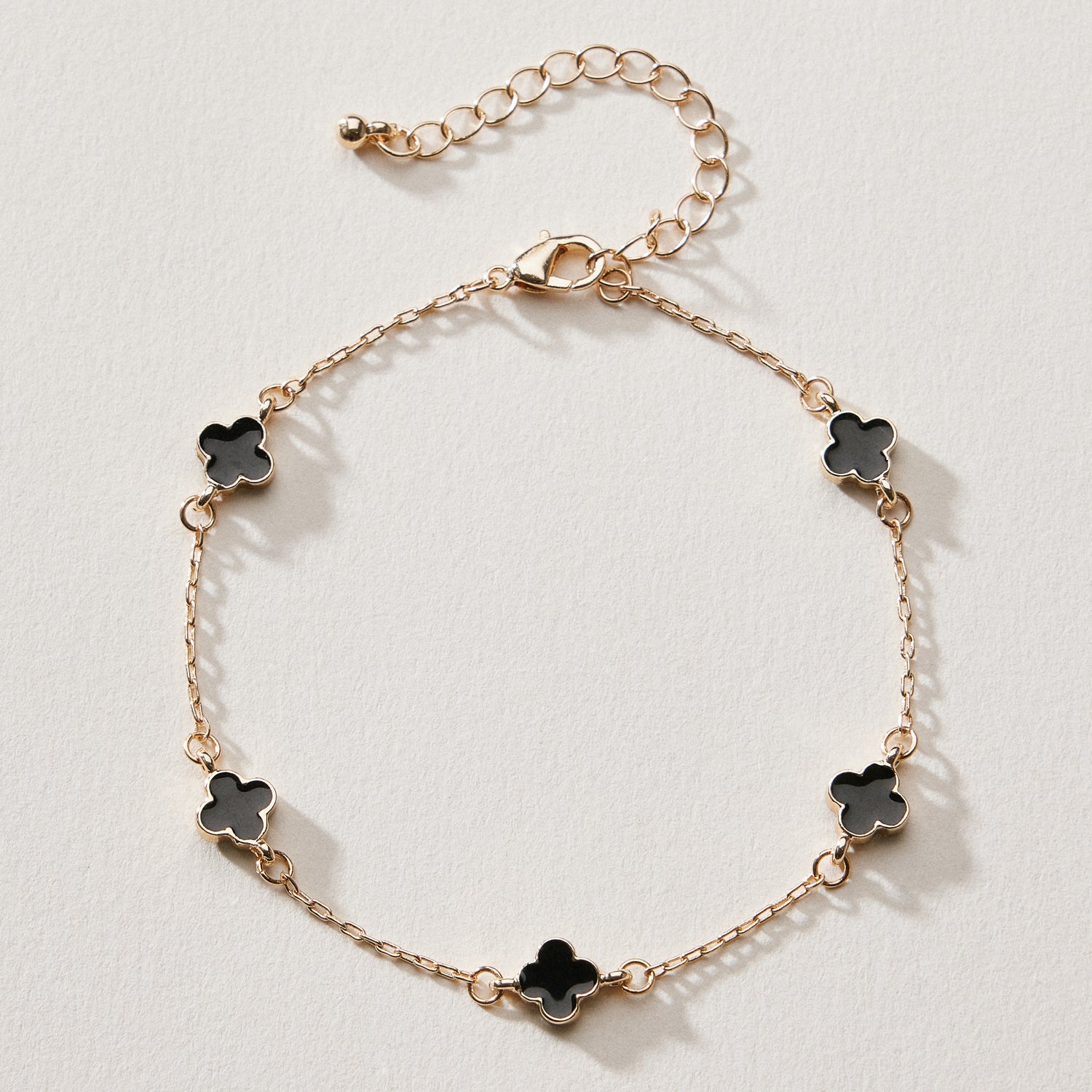Gold Plated Mini-Floral Chain Bracelet with Adjustable Clasp - Frem