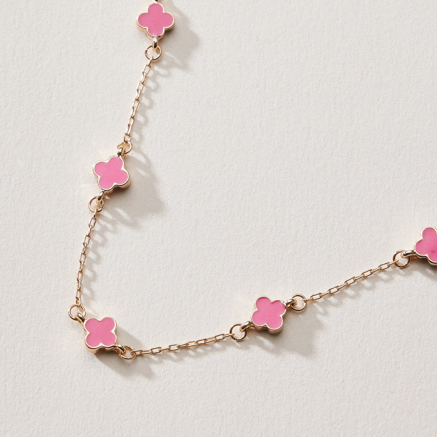 Gold Plated Mini-Floral Chain Bracelet with Adjustable Clasp - Frem