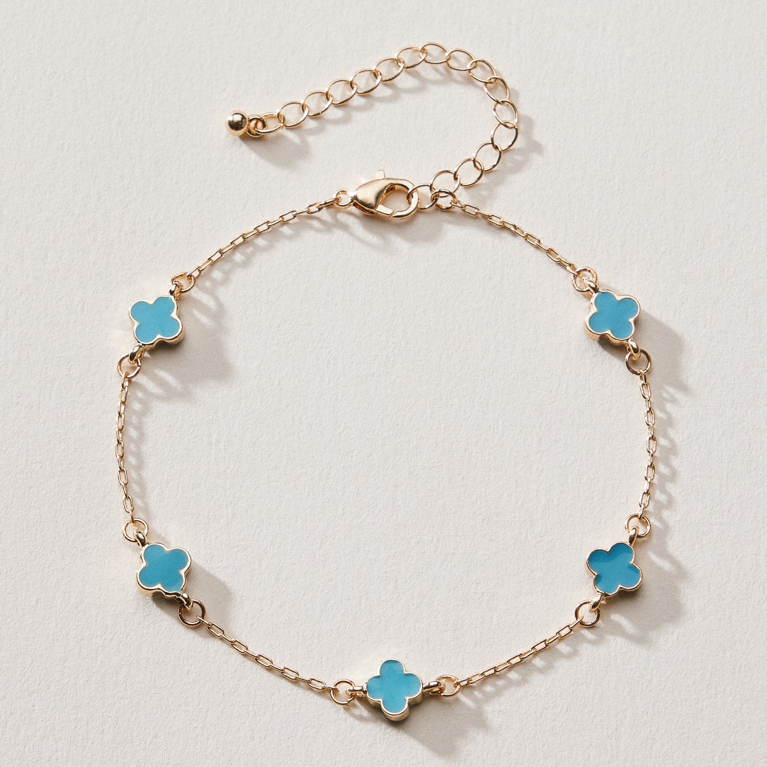 Gold Plated Mini-Floral Chain Bracelet with Adjustable Clasp - Frem
