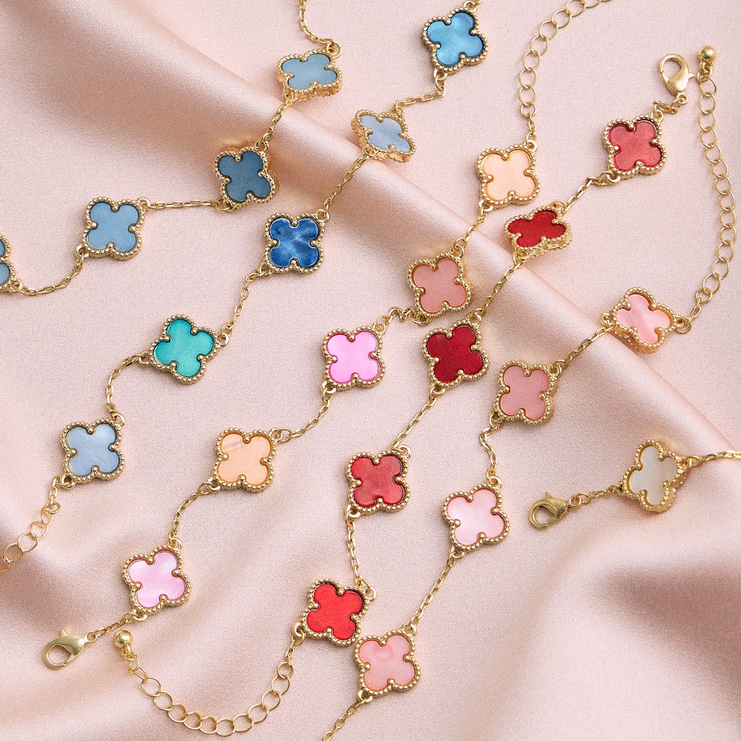 Multicolor Shell Charm Bracelet with Gold Accents