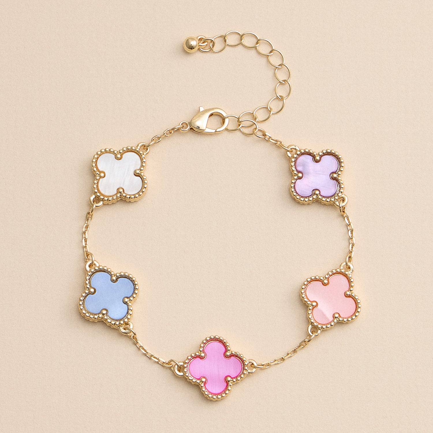 Multicolor Shell Charm Bracelet with Gold Accents