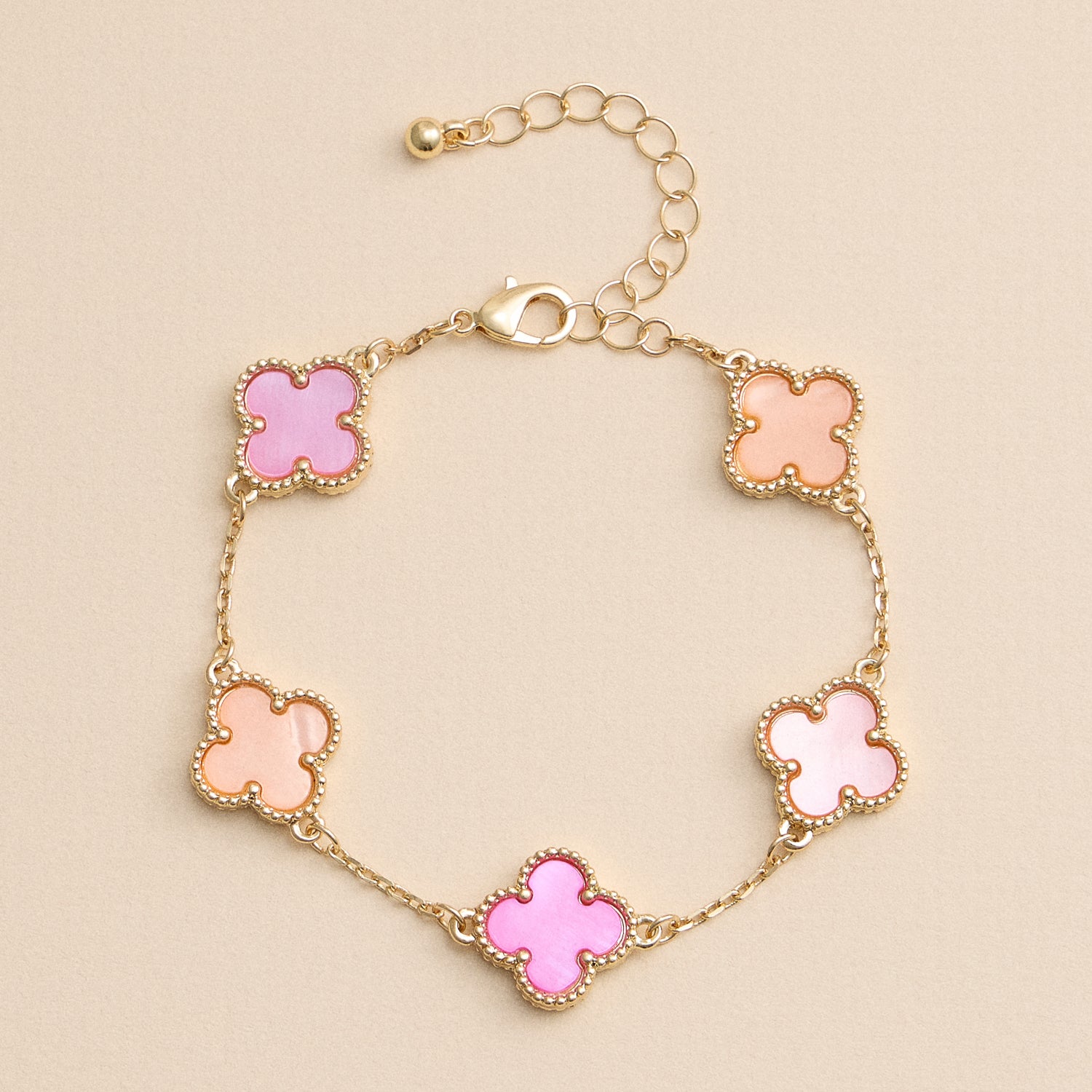 Multicolor Shell Charm Bracelet with Gold Accents