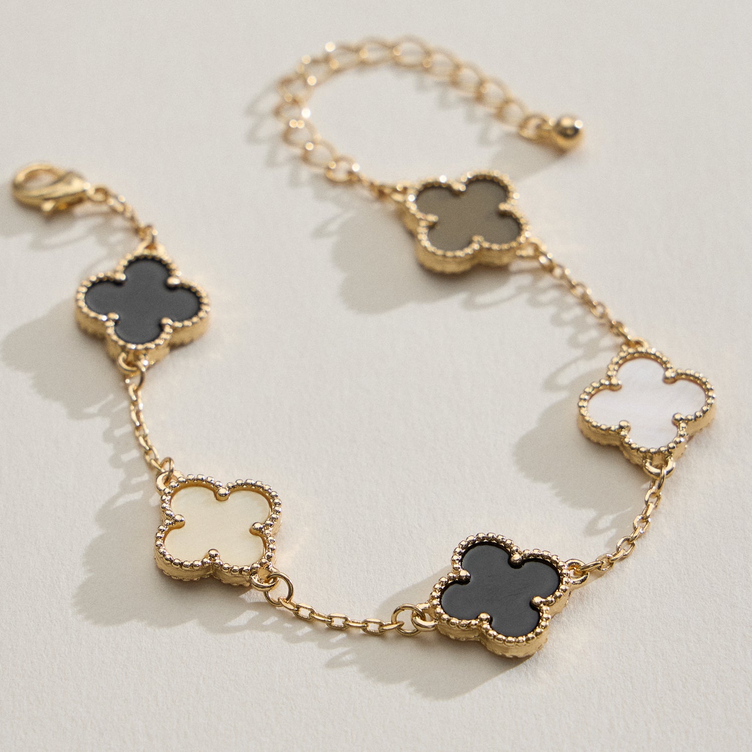 Multicolor Shell Charm Bracelet with Gold Accents