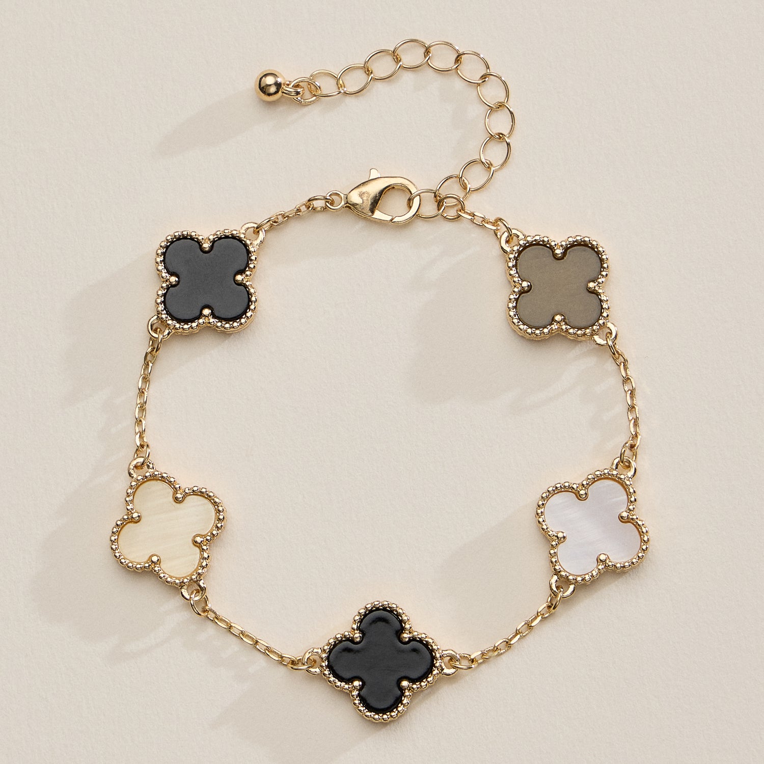 Multicolor Shell Charm Bracelet with Gold Accents