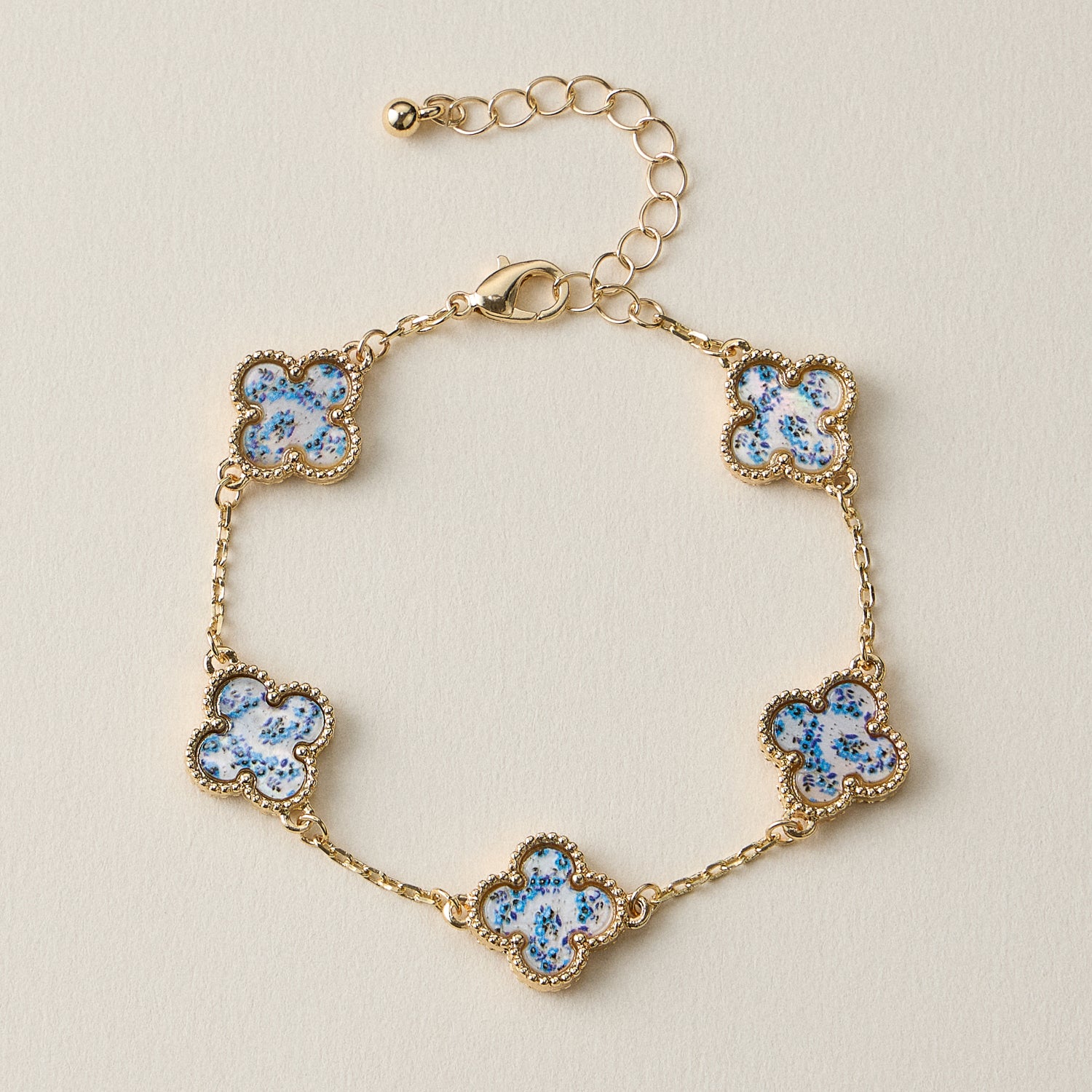 Multicolor Shell Charm Bracelet with Gold Accents