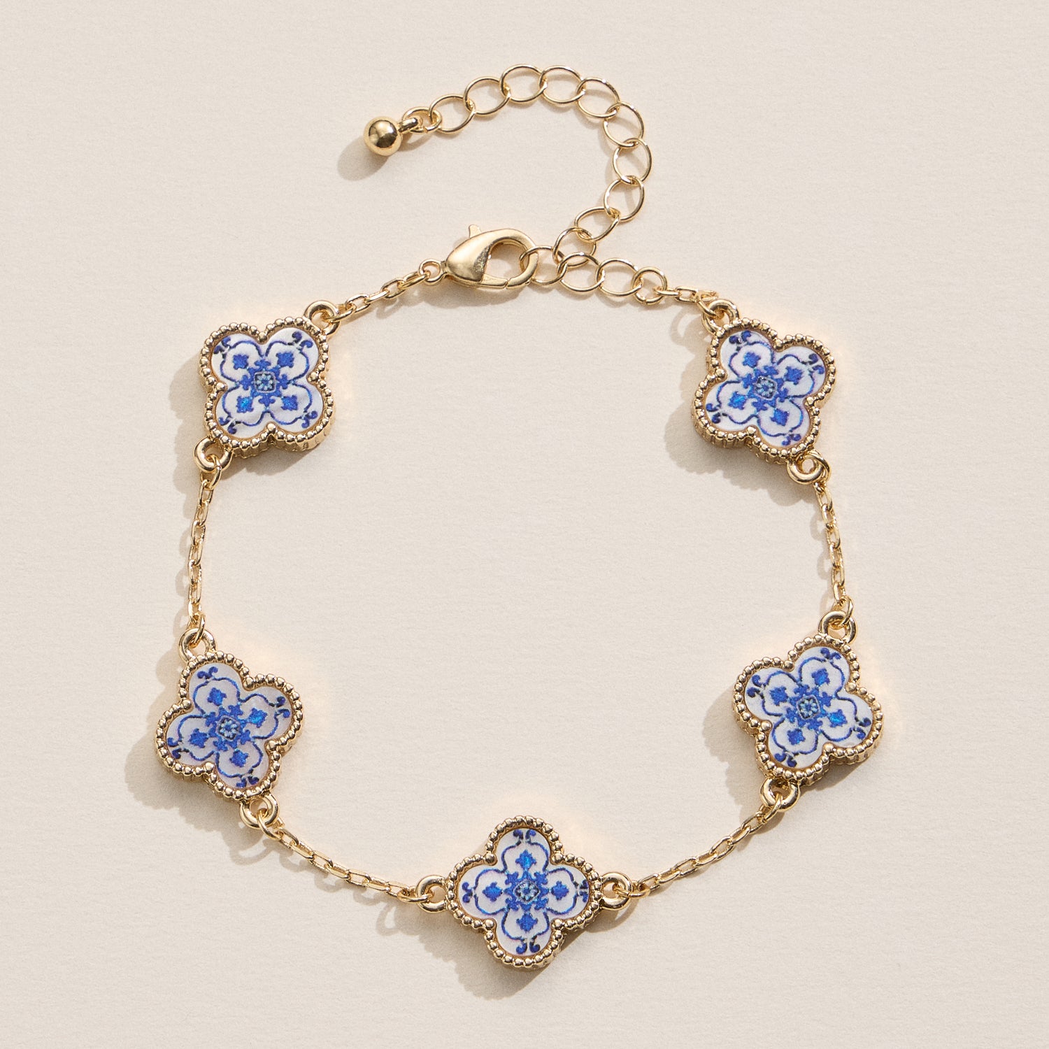 Multicolor Shell Charm Bracelet with Gold Accents