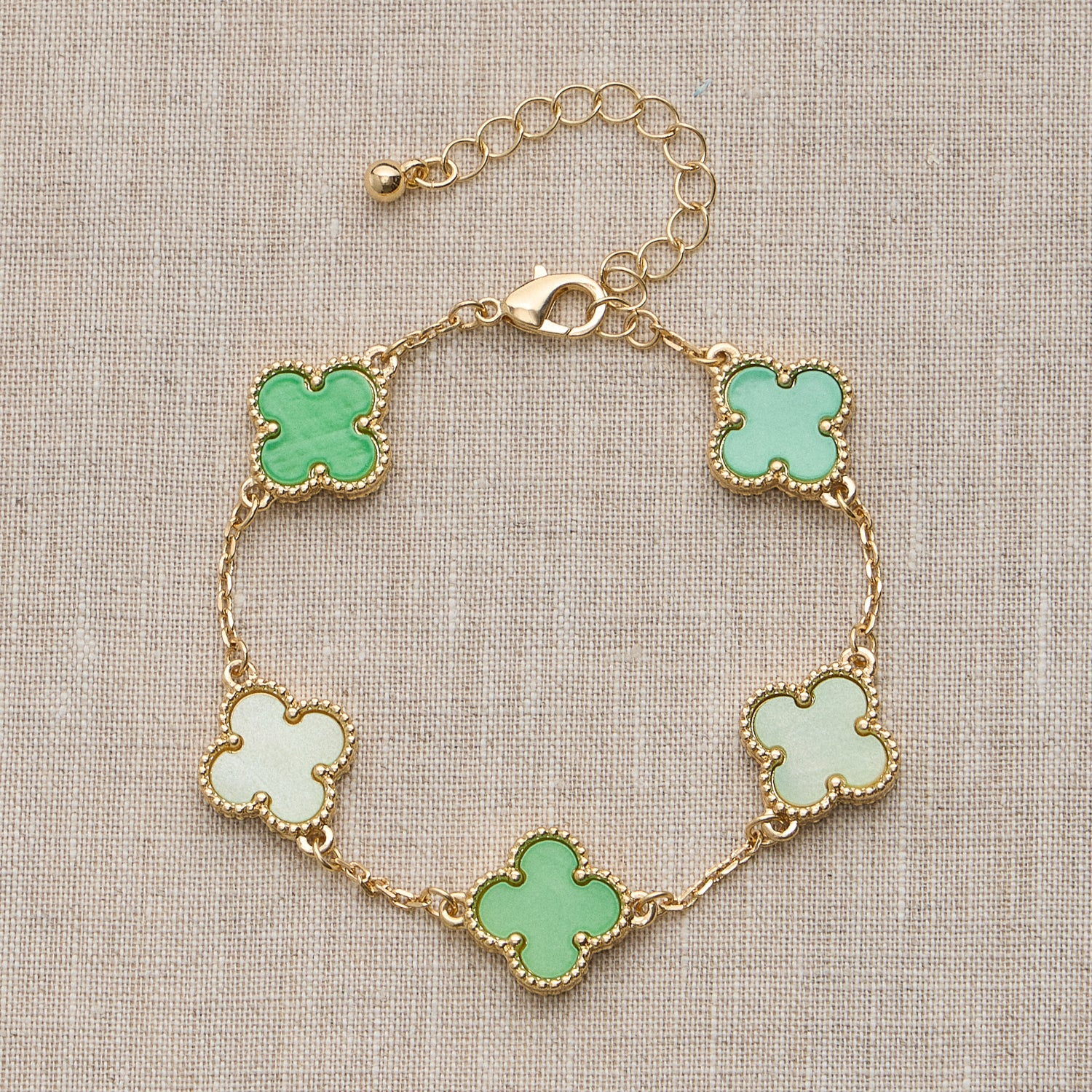 Multicolor Shell Charm Bracelet with Gold Accents