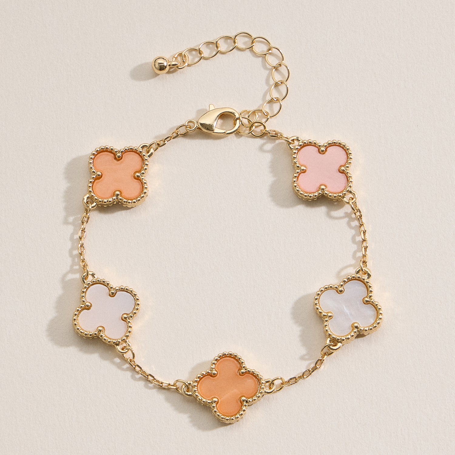 Multicolor Shell Charm Bracelet with Gold Accents