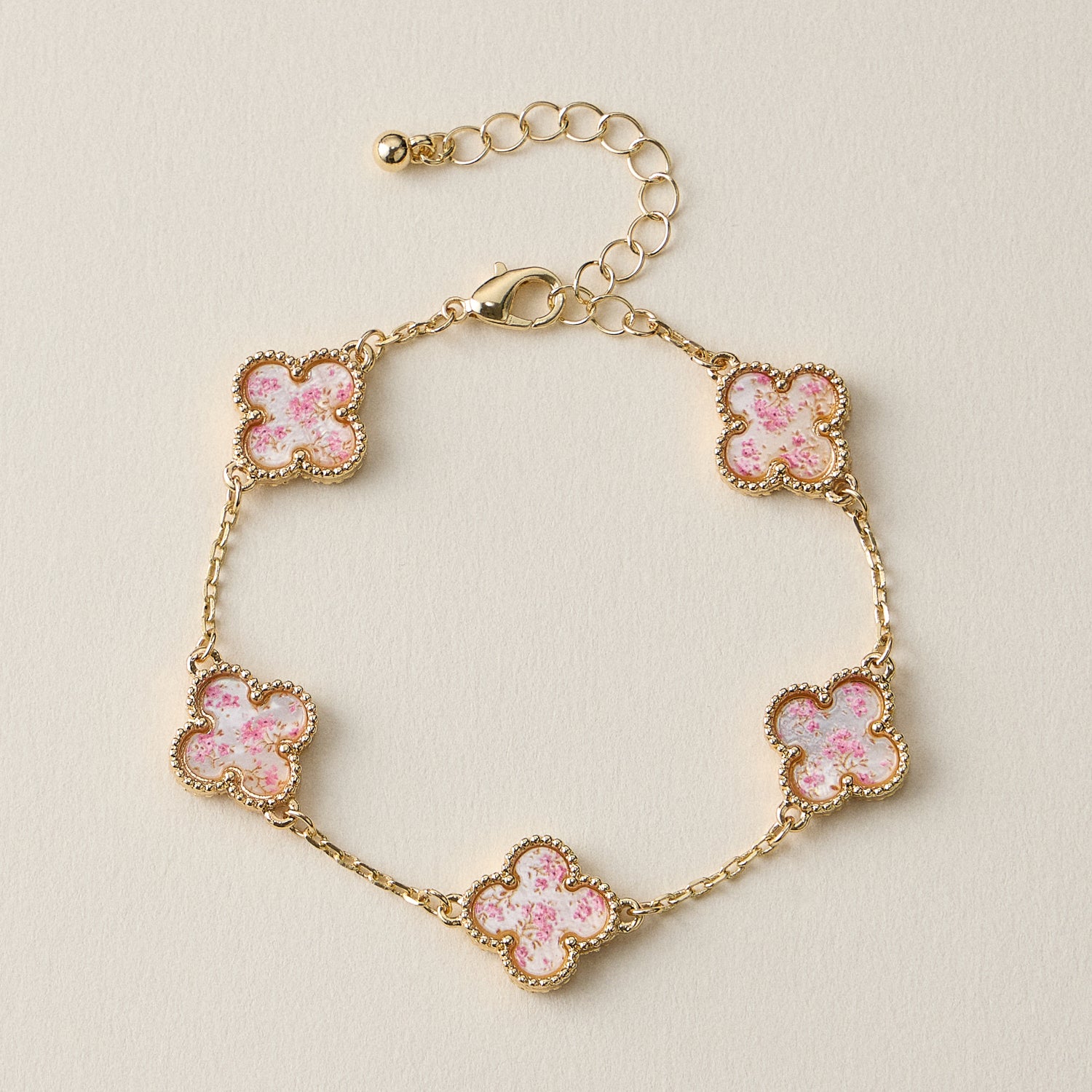 Multicolor Shell Charm Bracelet with Gold Accents