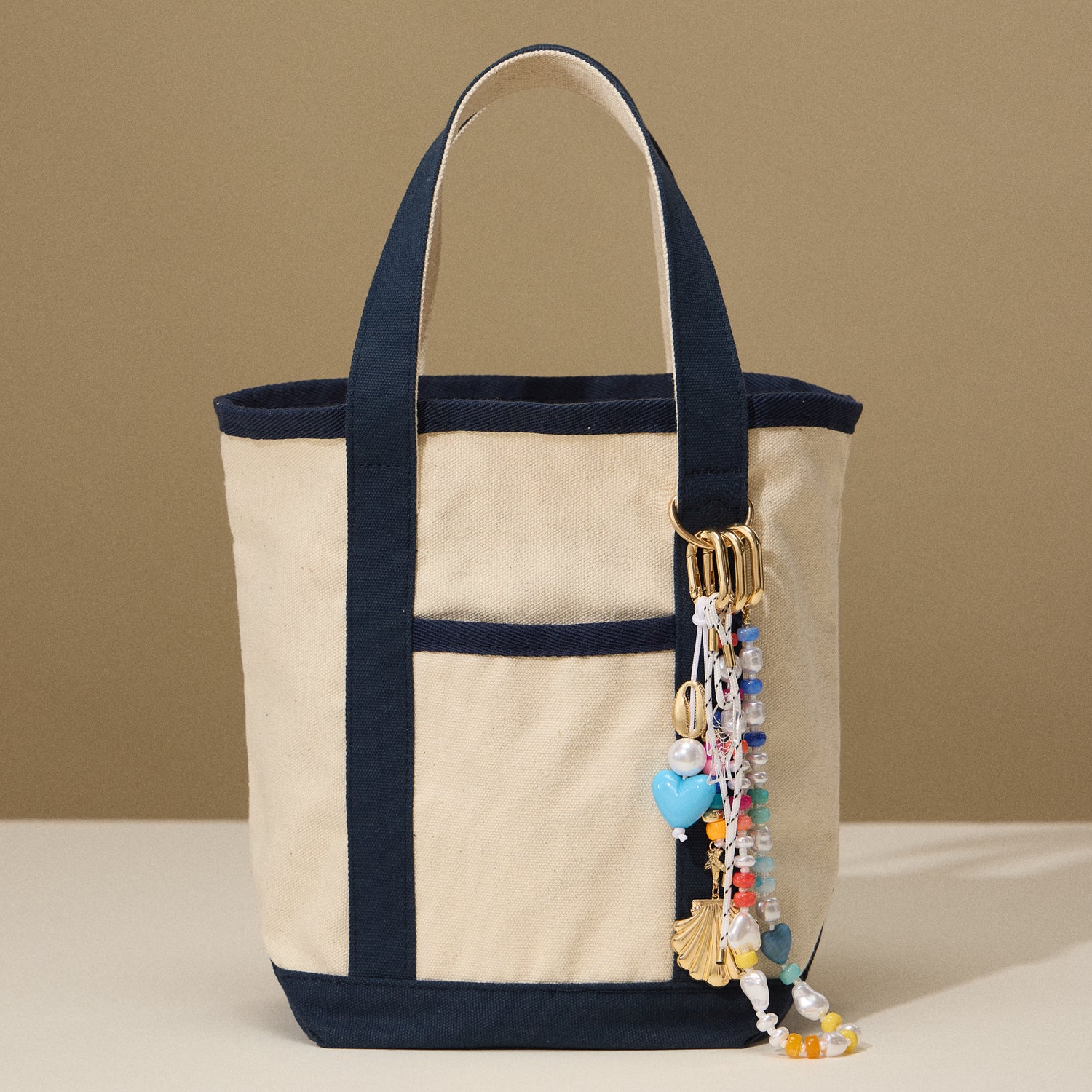 Colorful Beaded Bag Charm – Pearl and Heart Accent Detail