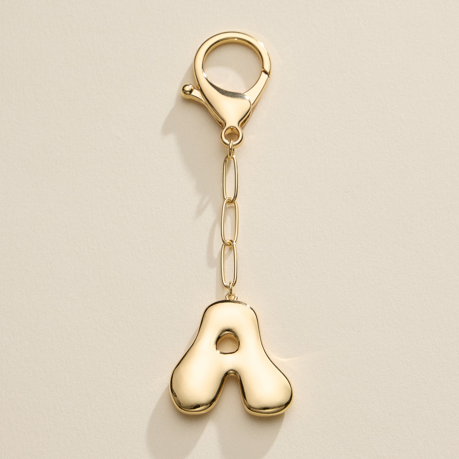 Personalized Bubble Initial Keychain – 18K Gold and Silver Tone Letter Charm