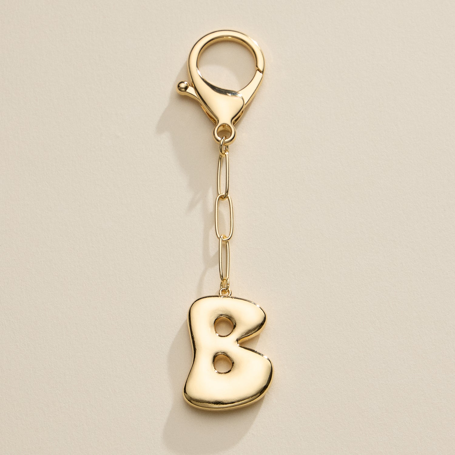 Personalized Bubble Initial Keychain – 18K Gold and Silver Tone Letter Charm