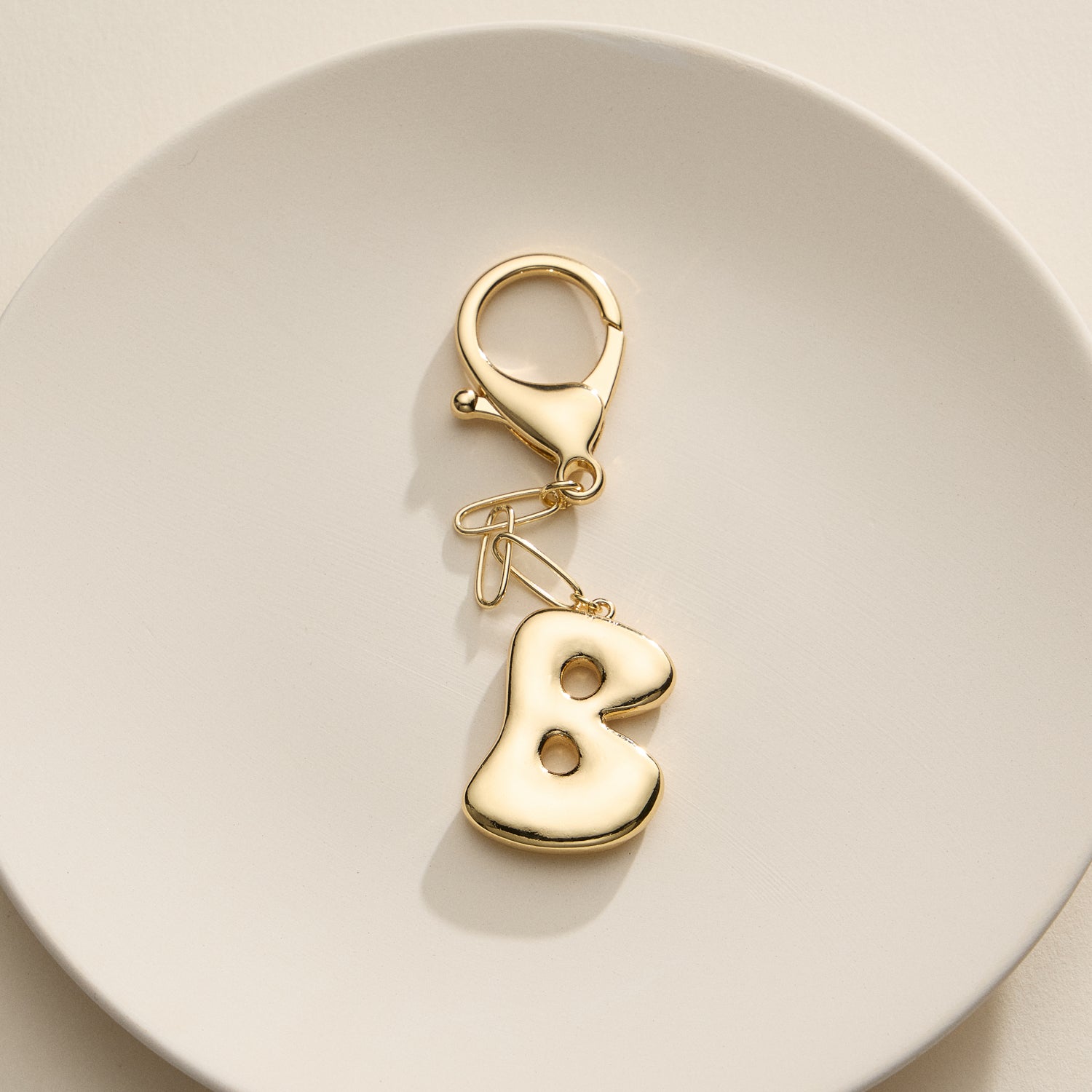 Personalized Bubble Initial Keychain – 18K Gold and Silver Tone Letter Charm