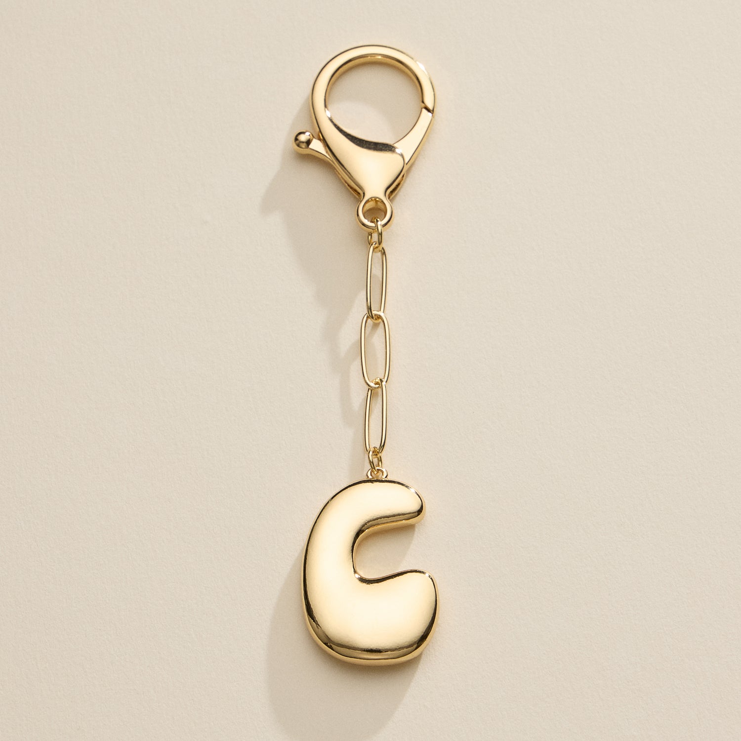 Personalized Bubble Initial Keychain – 18K Gold and Silver Tone Letter Charm