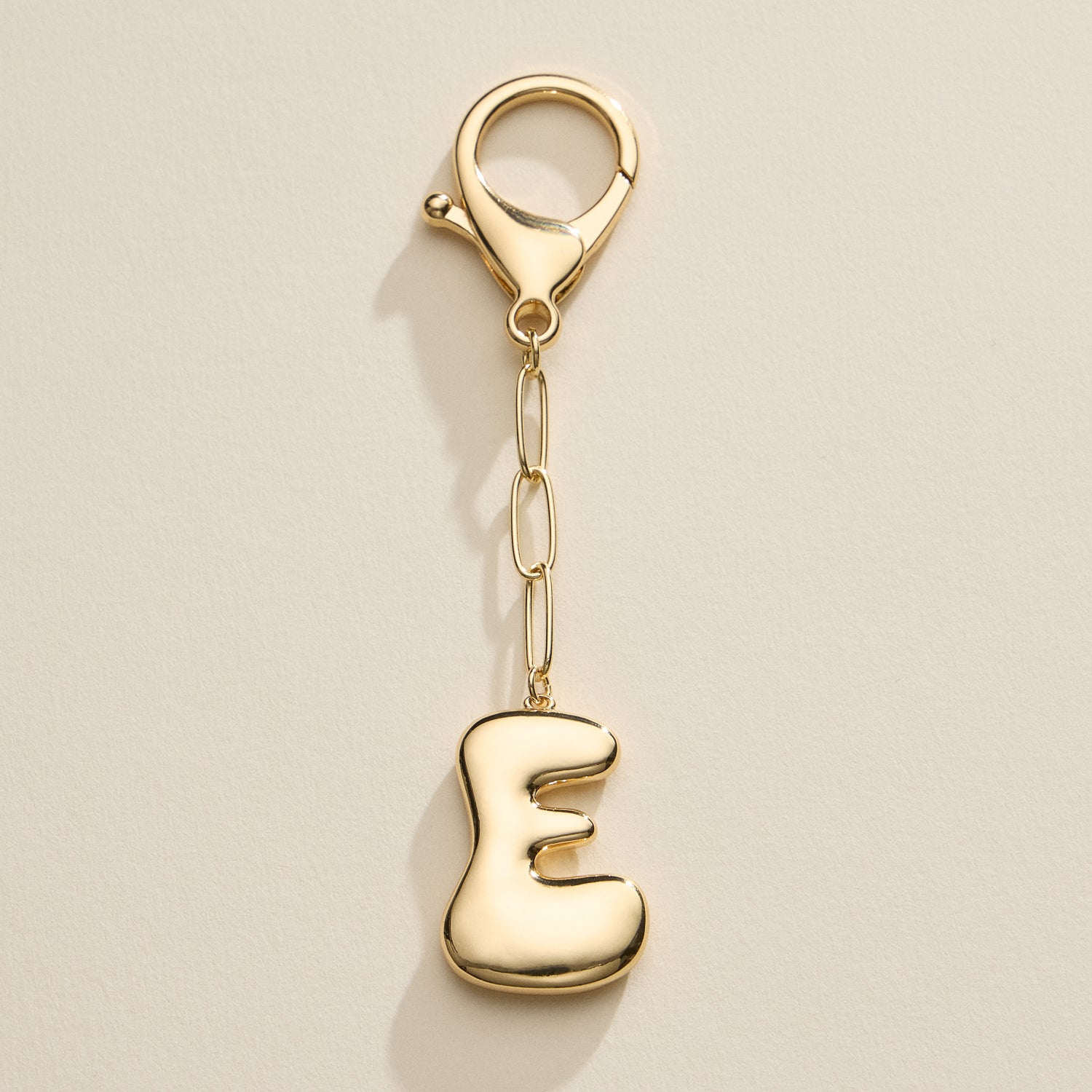 Personalized Bubble Initial Keychain – 18K Gold and Silver Tone Letter Charm