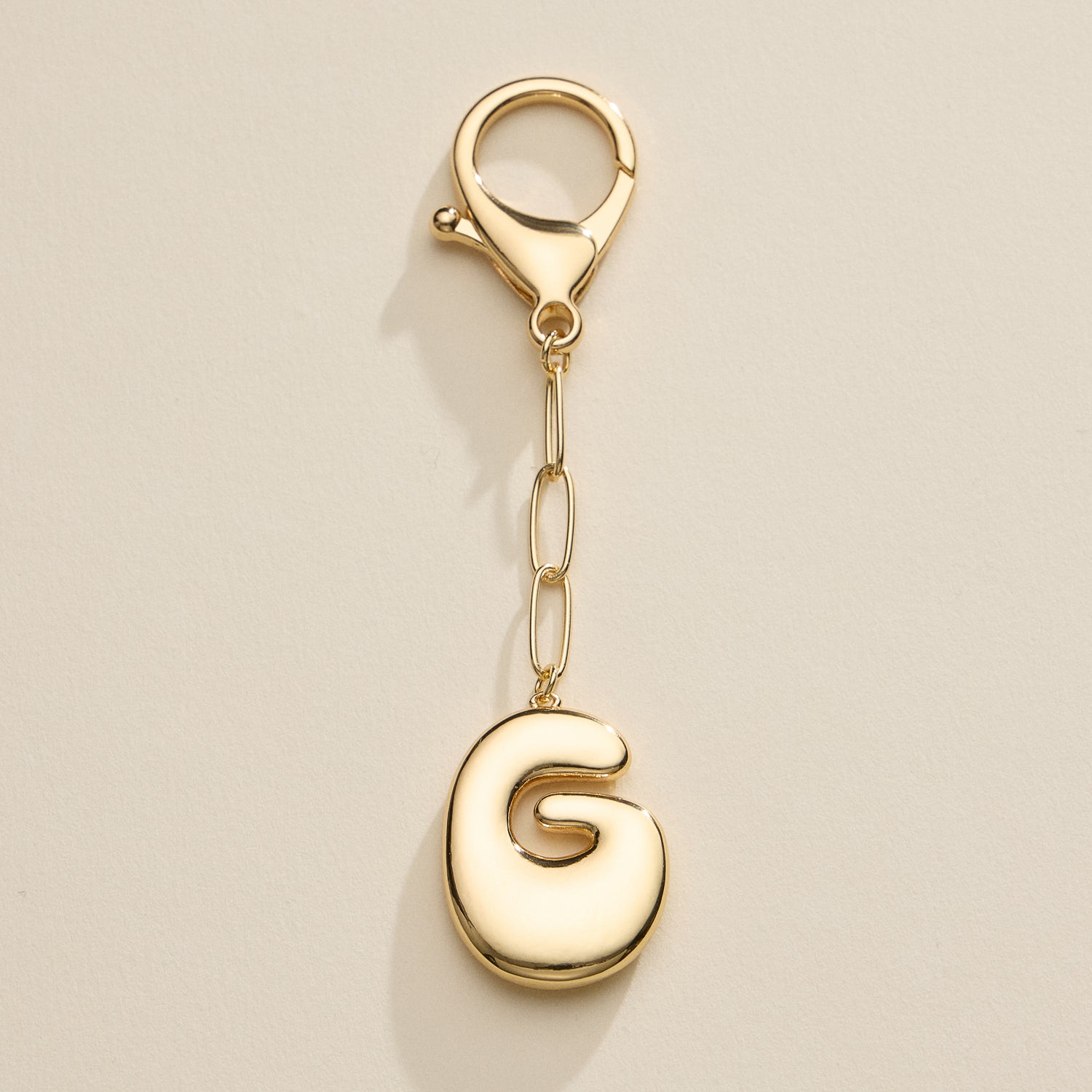 Personalized Bubble Initial Keychain – 18K Gold and Silver Tone Letter Charm