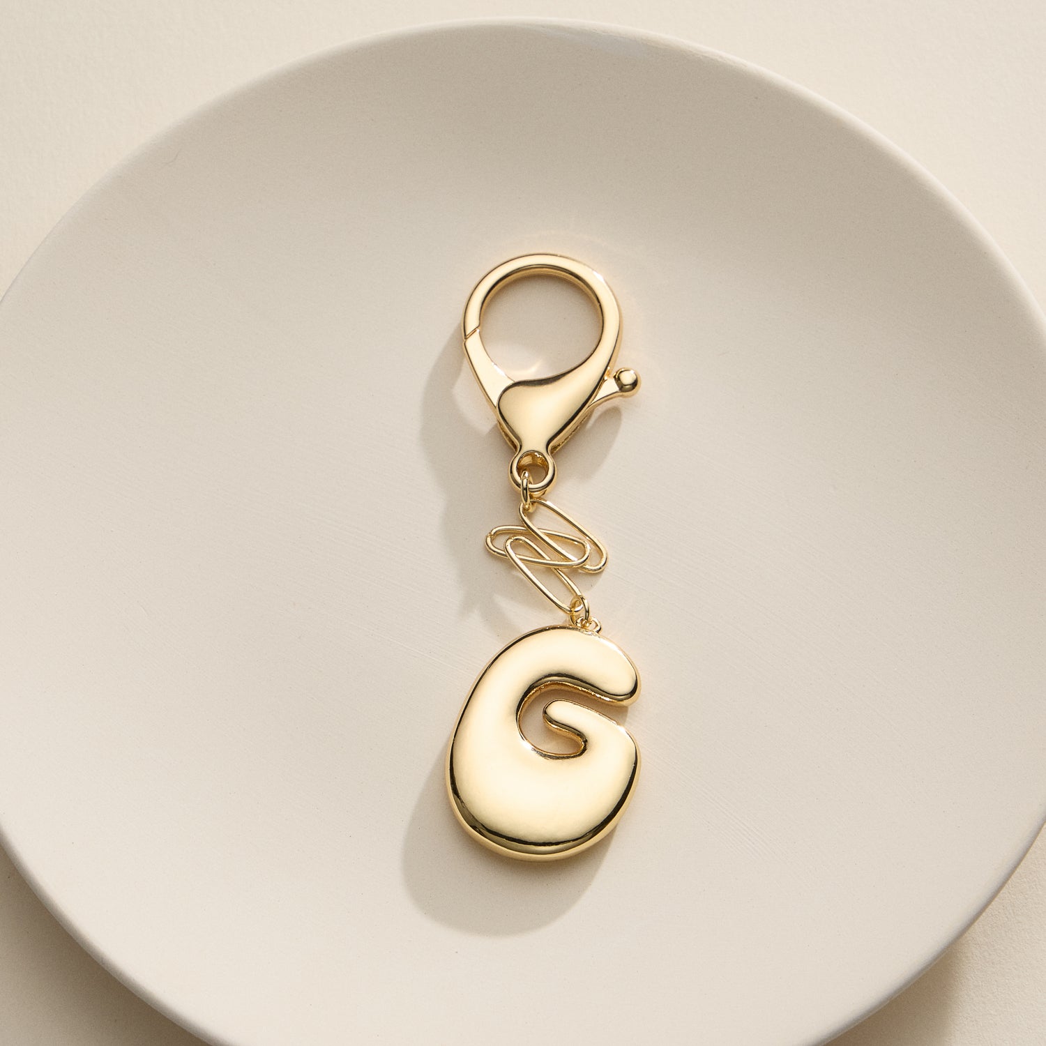 Personalized Bubble Initial Keychain – 18K Gold and Silver Tone Letter Charm