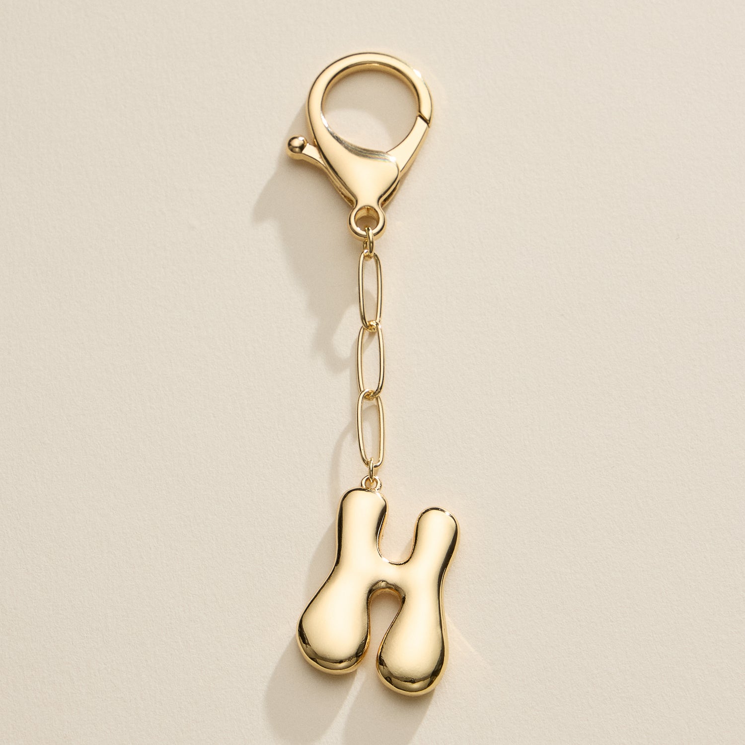 Personalized Bubble Initial Keychain – 18K Gold and Silver Tone Letter Charm - Frem