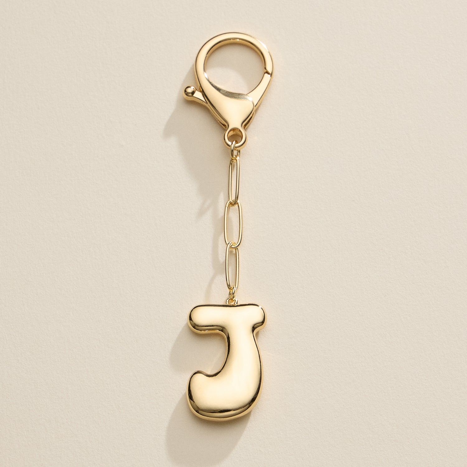 Personalized Bubble Initial Keychain – 18K Gold and Silver Tone Letter Charm