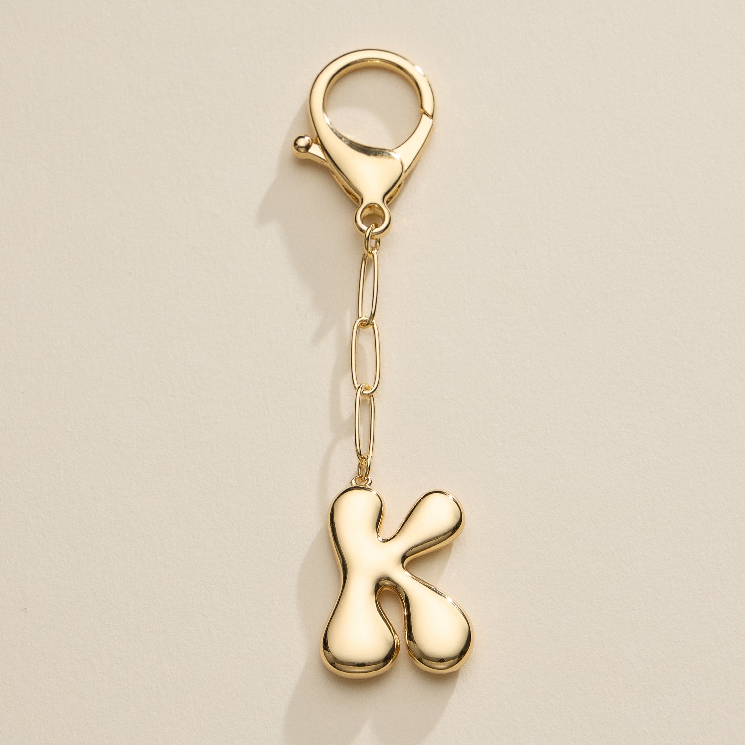 Personalized Bubble Initial Keychain – 18K Gold and Silver Tone Letter Charm