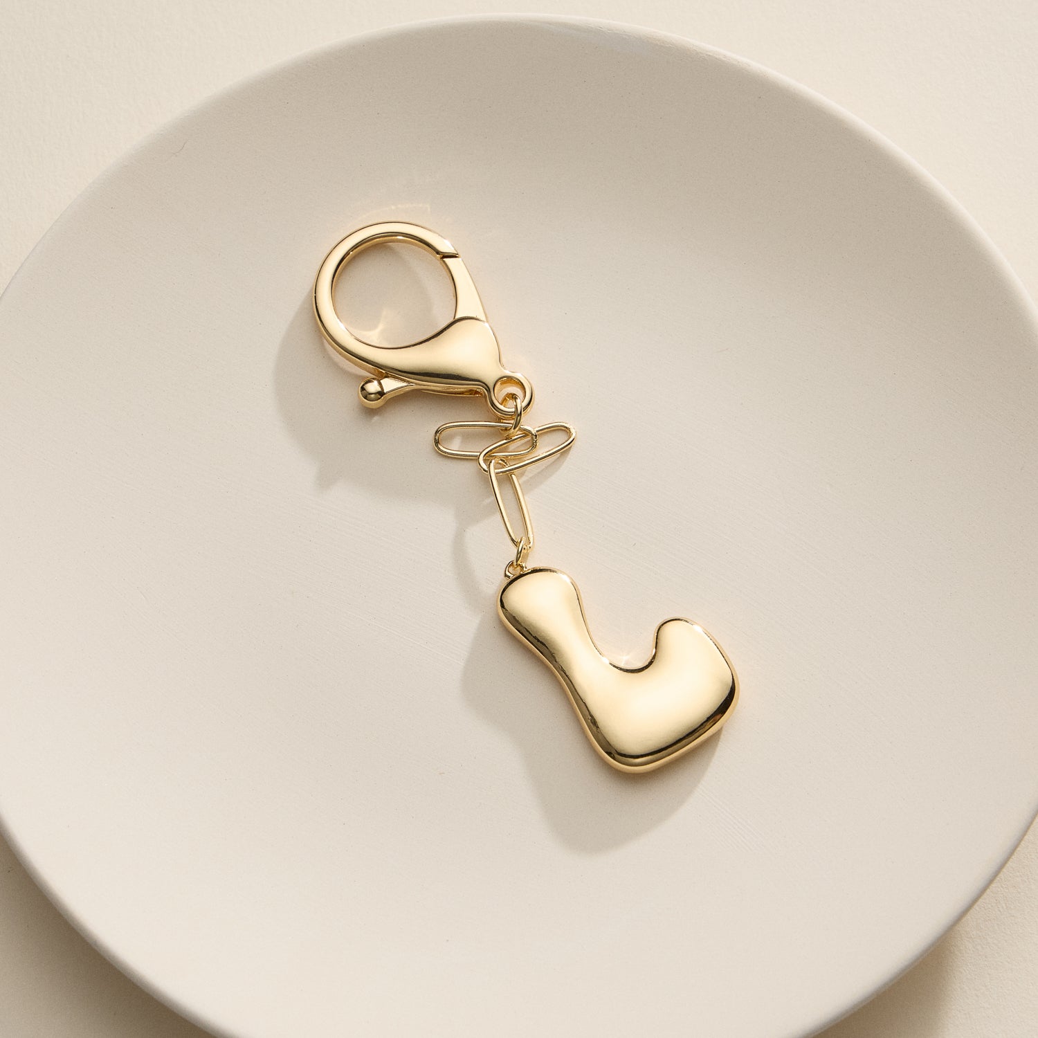 Personalized Bubble Initial Keychain – 18K Gold and Silver Tone Letter Charm