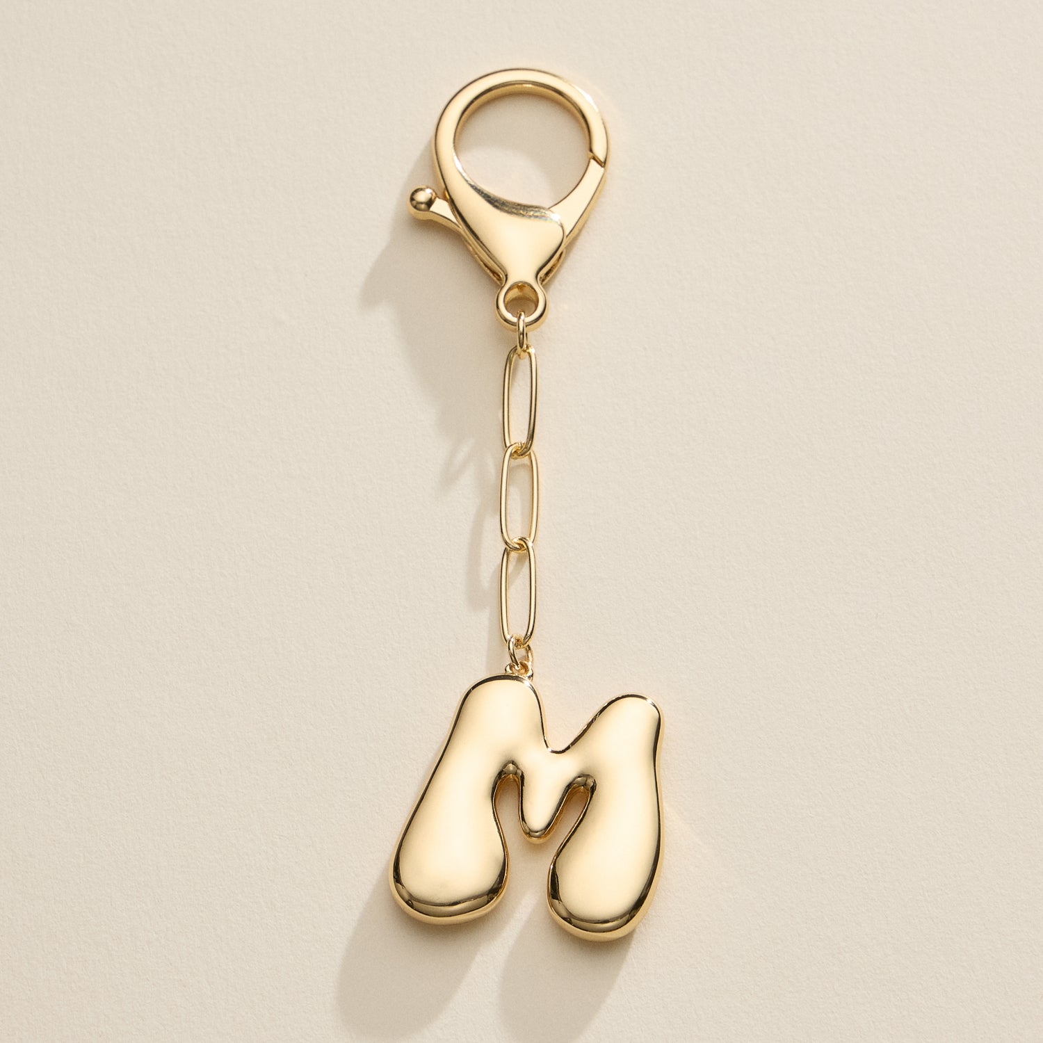 Personalized Bubble Initial Keychain – 18K Gold and Silver Tone Letter Charm - Frem