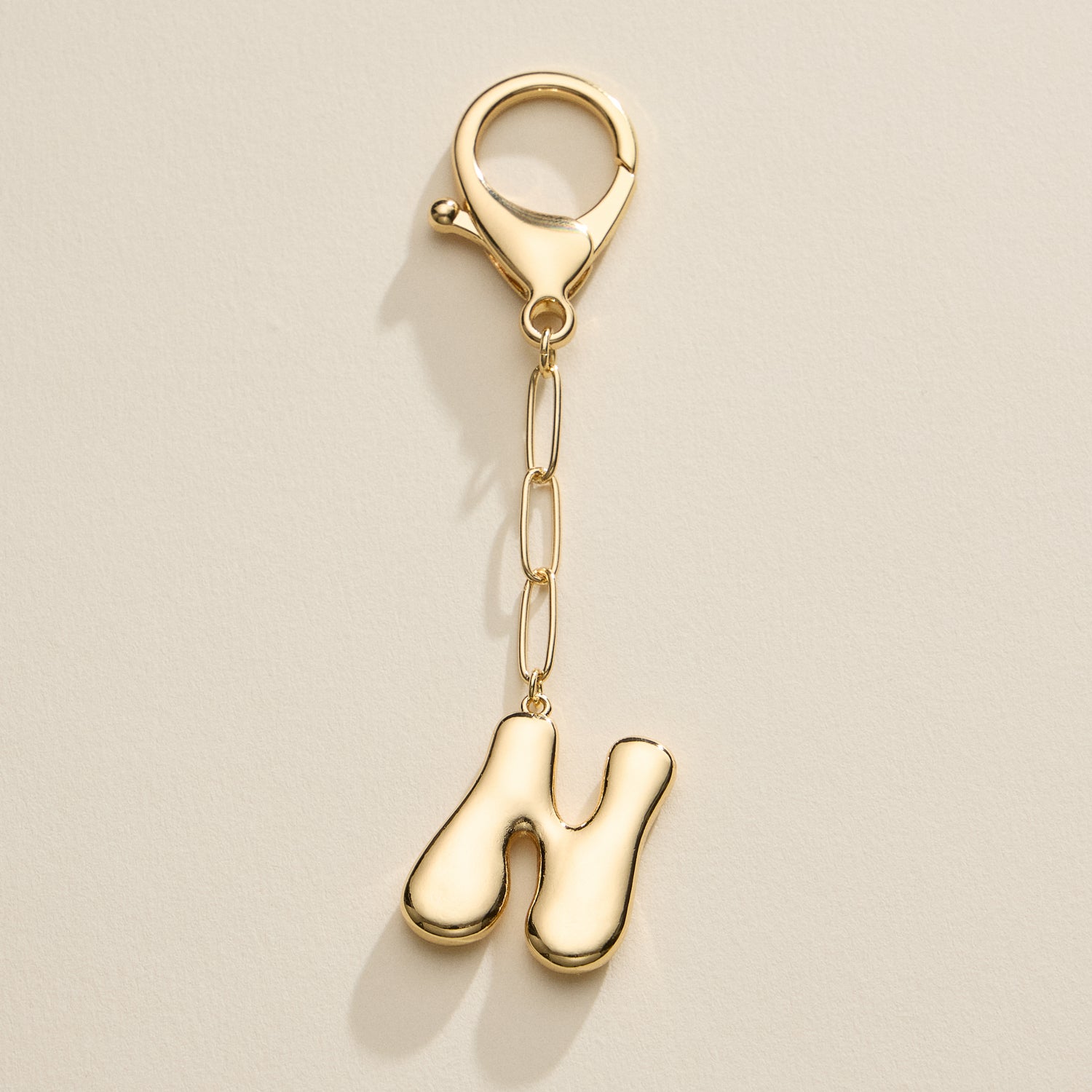 Personalized Bubble Initial Keychain – 18K Gold and Silver Tone Letter Charm