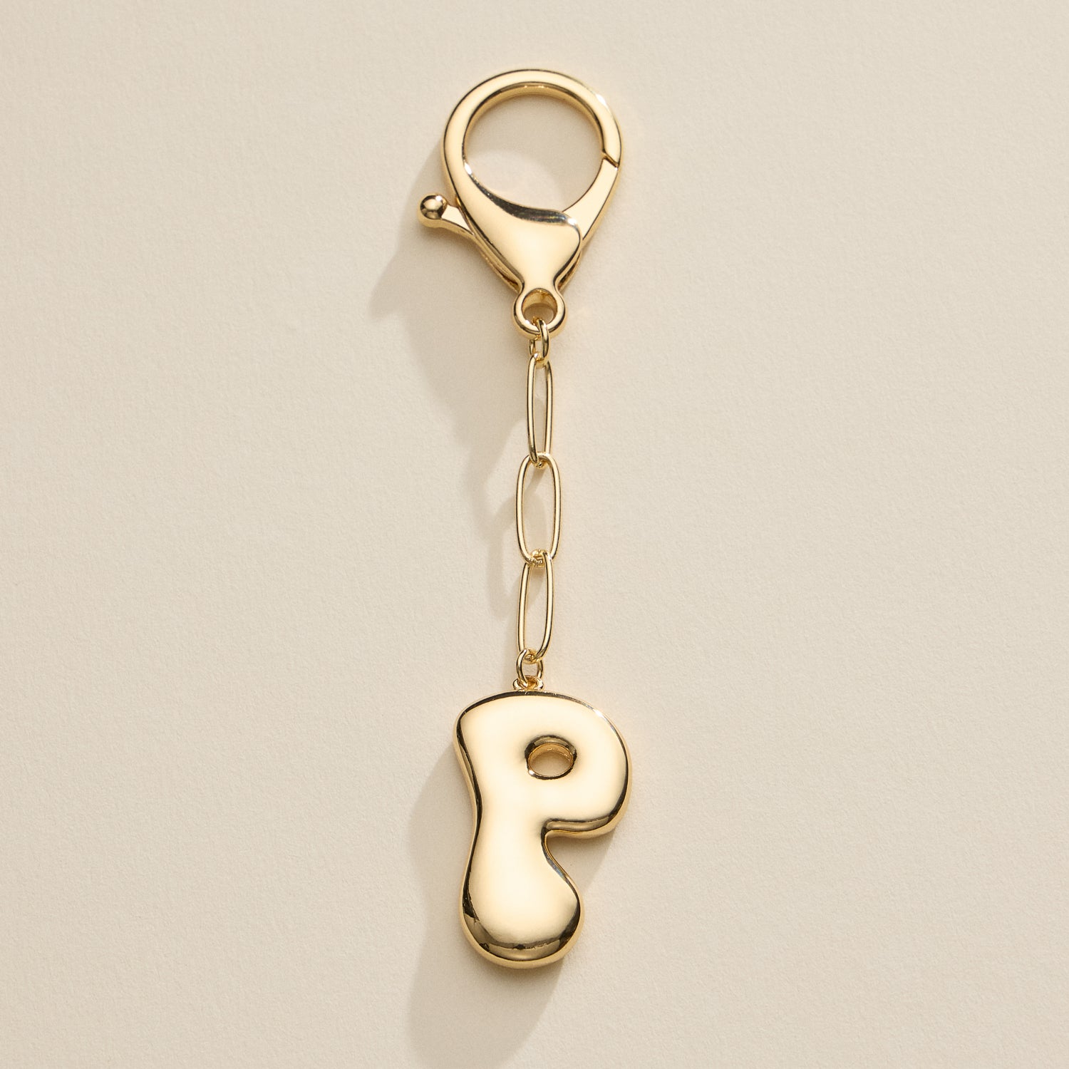 Personalized Bubble Initial Keychain – 18K Gold and Silver Tone Letter Charm