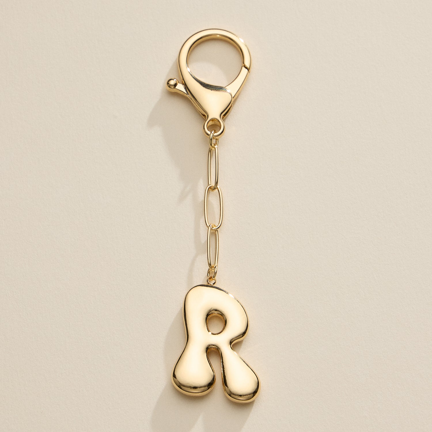 Personalized Bubble Initial Keychain – 18K Gold and Silver Tone Letter Charm