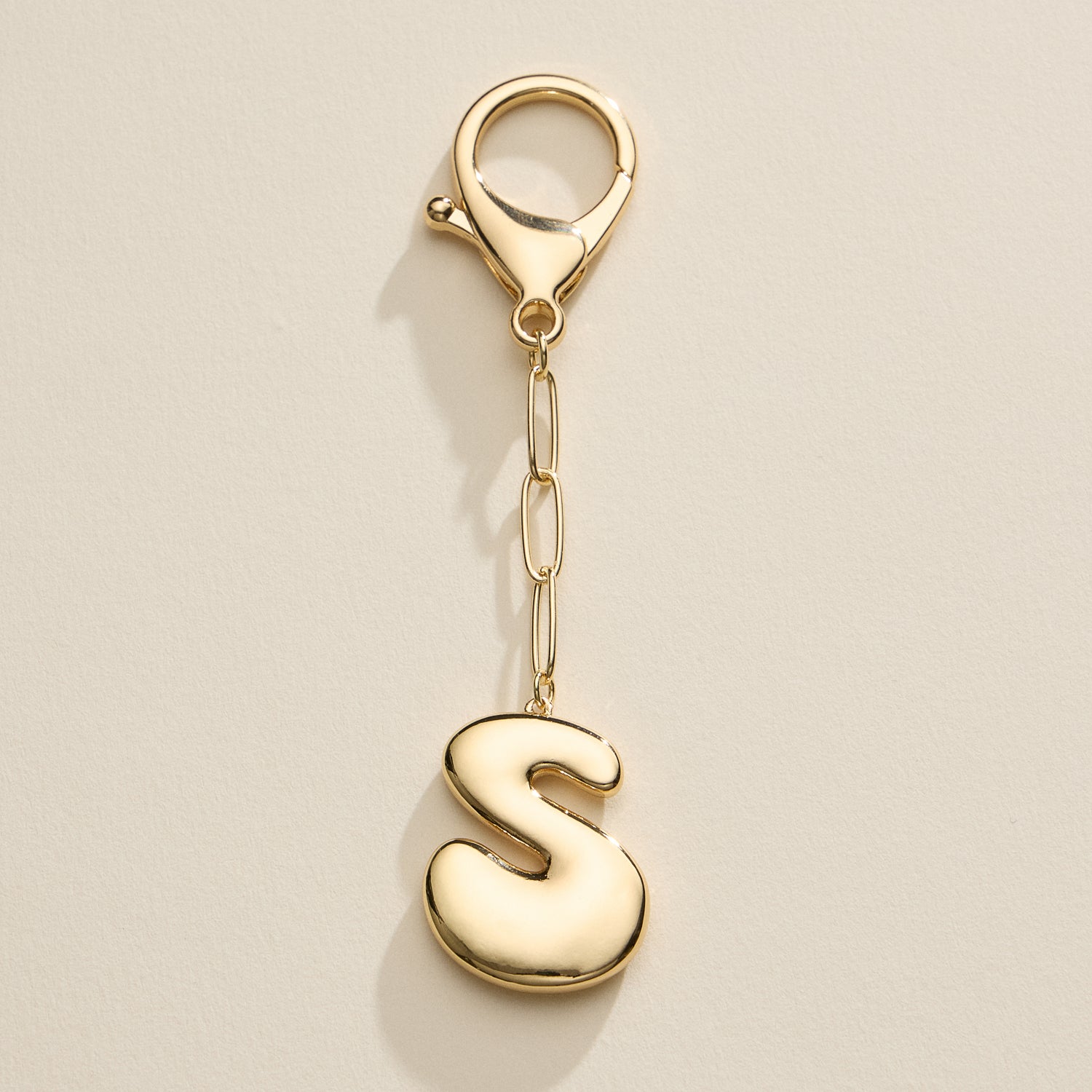 Personalized Bubble Initial Keychain – 18K Gold and Silver Tone Letter Charm