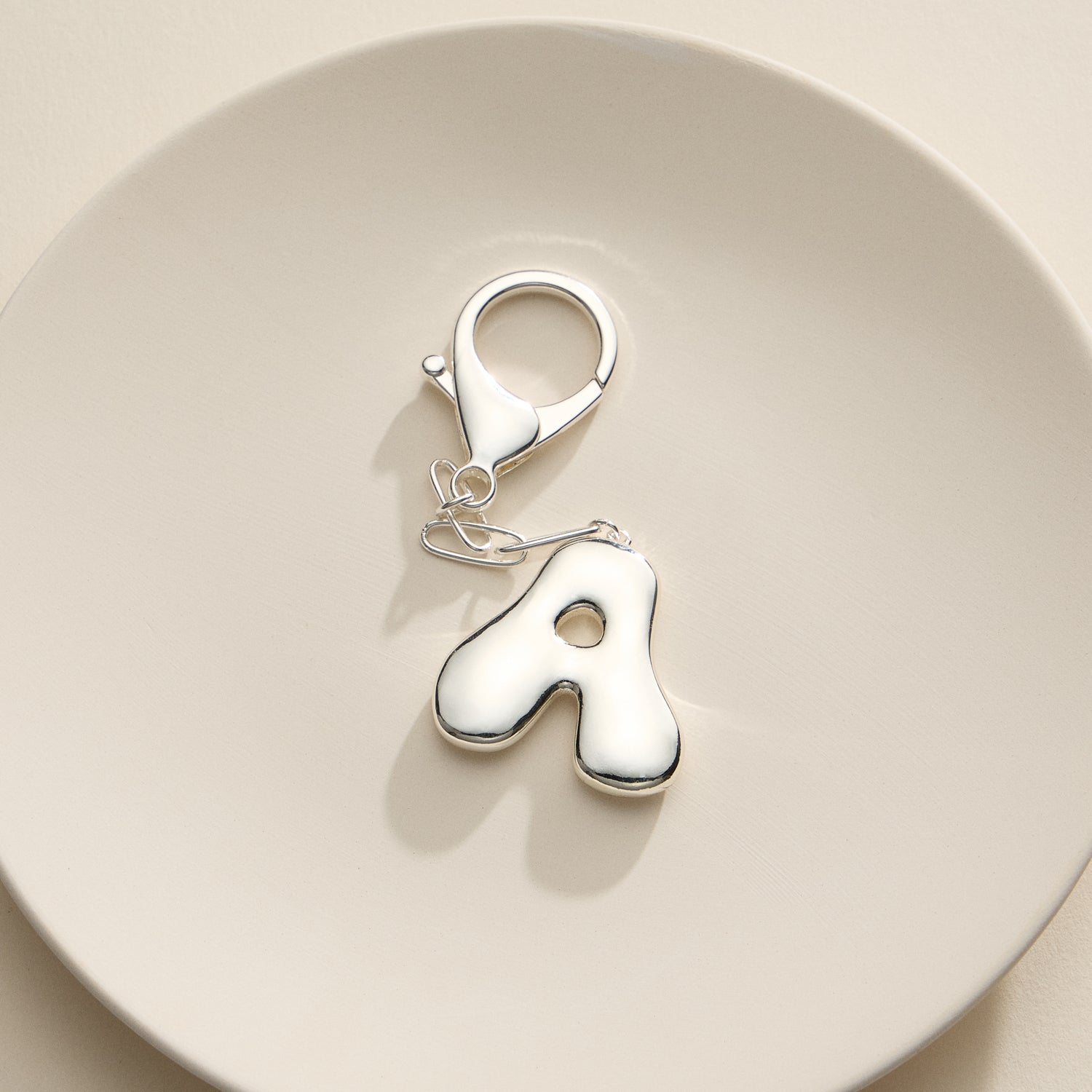 Personalized Bubble Initial Keychain – 18K Gold and Silver Tone Letter Charm