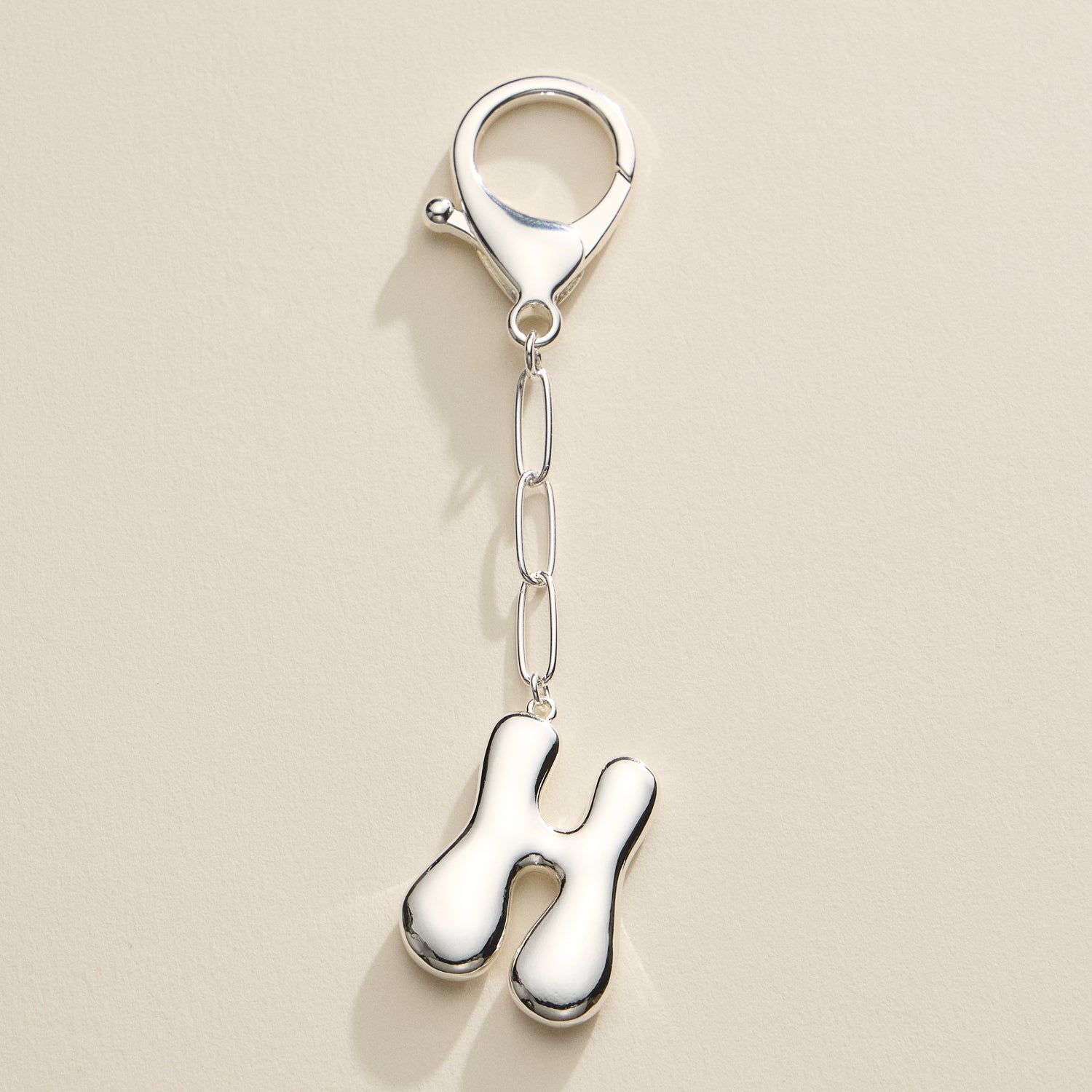 Personalized Bubble Initial Keychain – 18K Gold and Silver Tone Letter Charm
