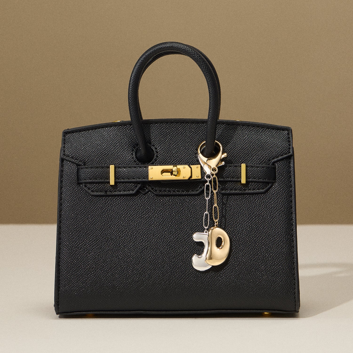 Personalized Bubble Initial Keychain – 18K Gold and Silver Tone Letter Charm