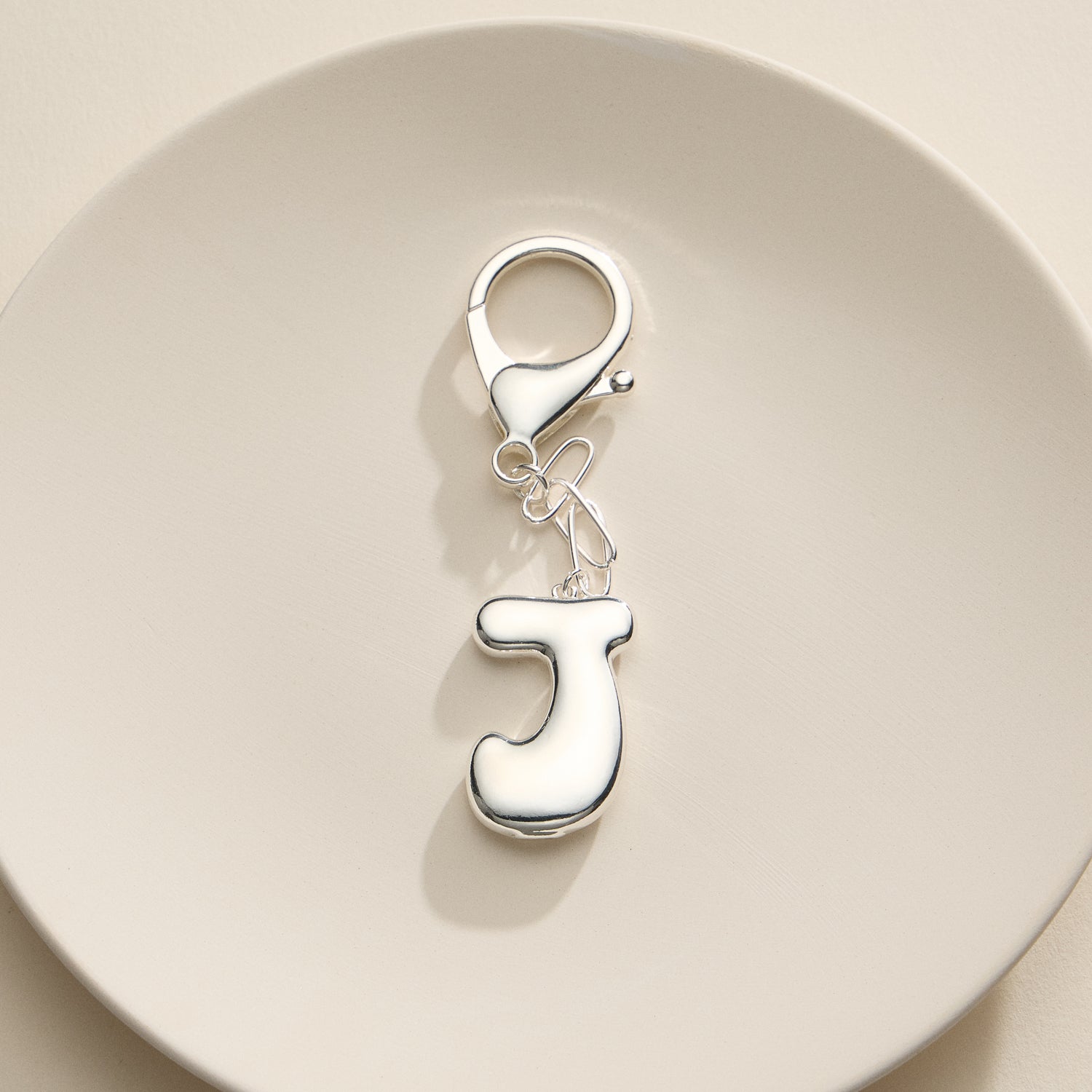 Personalized Bubble Initial Keychain – 18K Gold and Silver Tone Letter Charm