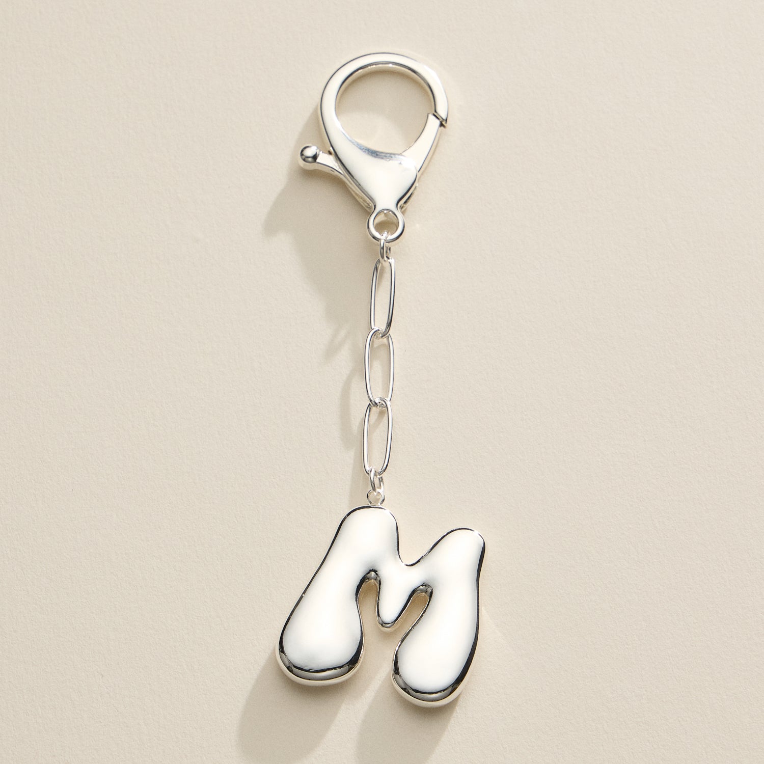 Personalized Bubble Initial Keychain – 18K Gold and Silver Tone Letter Charm - Frem