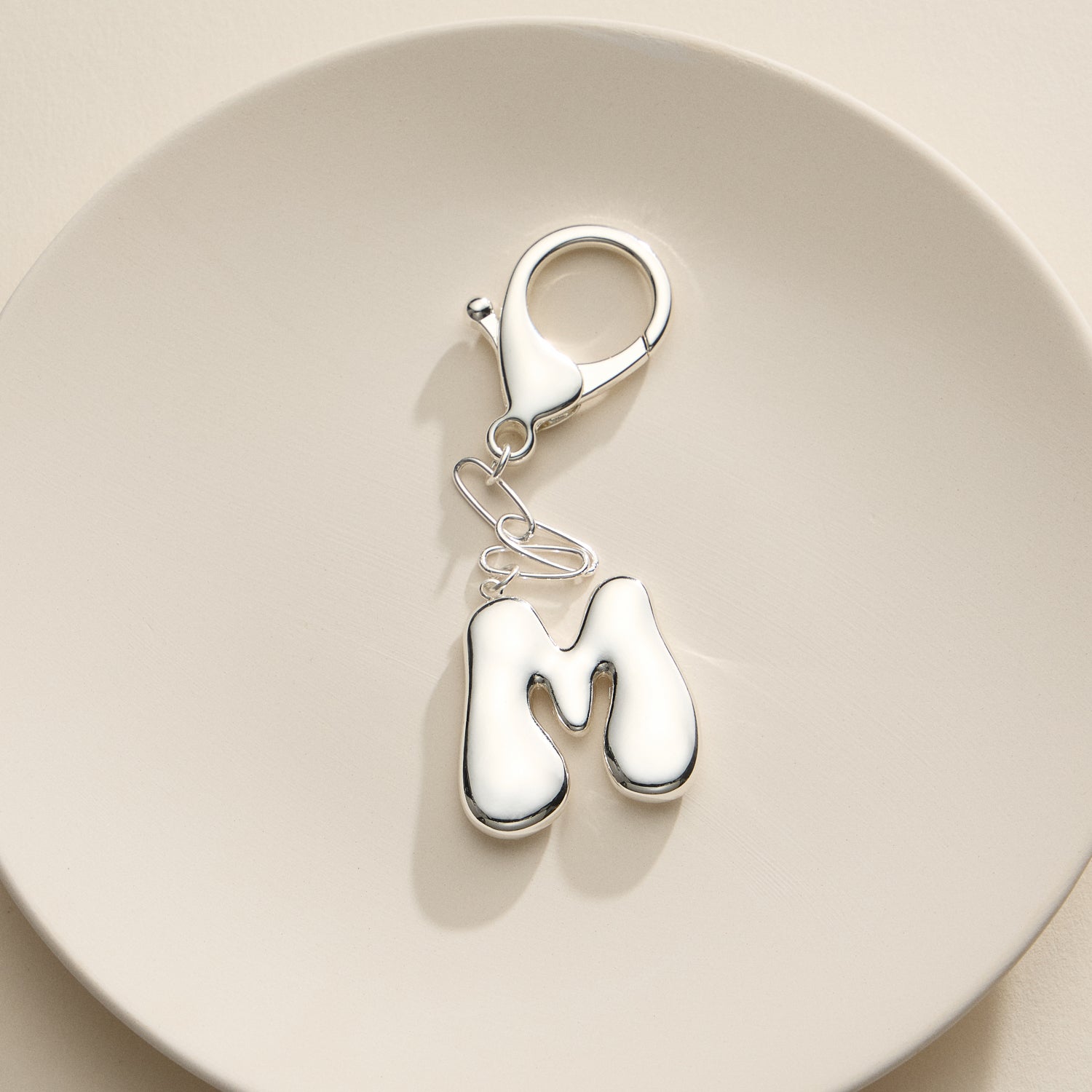 Personalized Bubble Initial Keychain – 18K Gold and Silver Tone Letter Charm