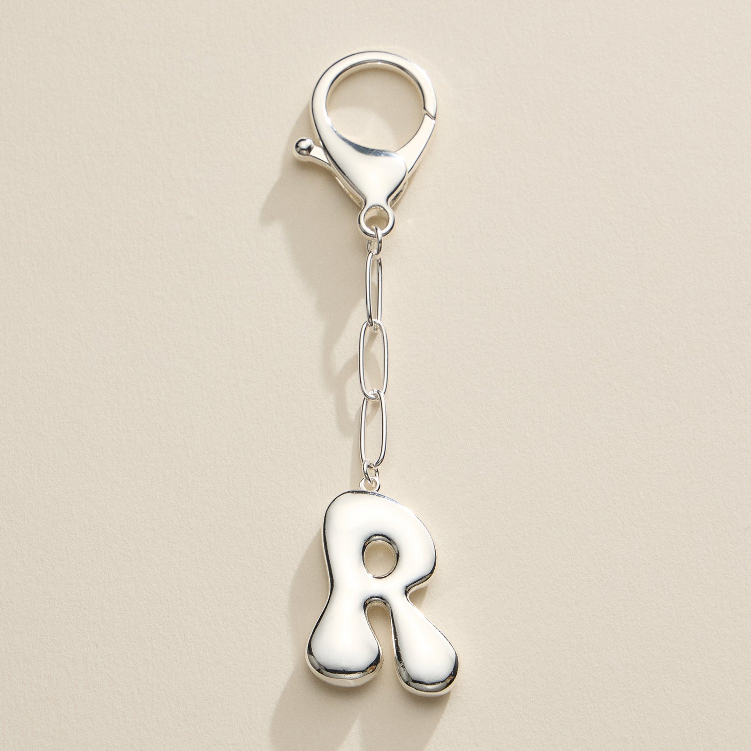 Personalized Bubble Initial Keychain – 18K Gold and Silver Tone Letter Charm