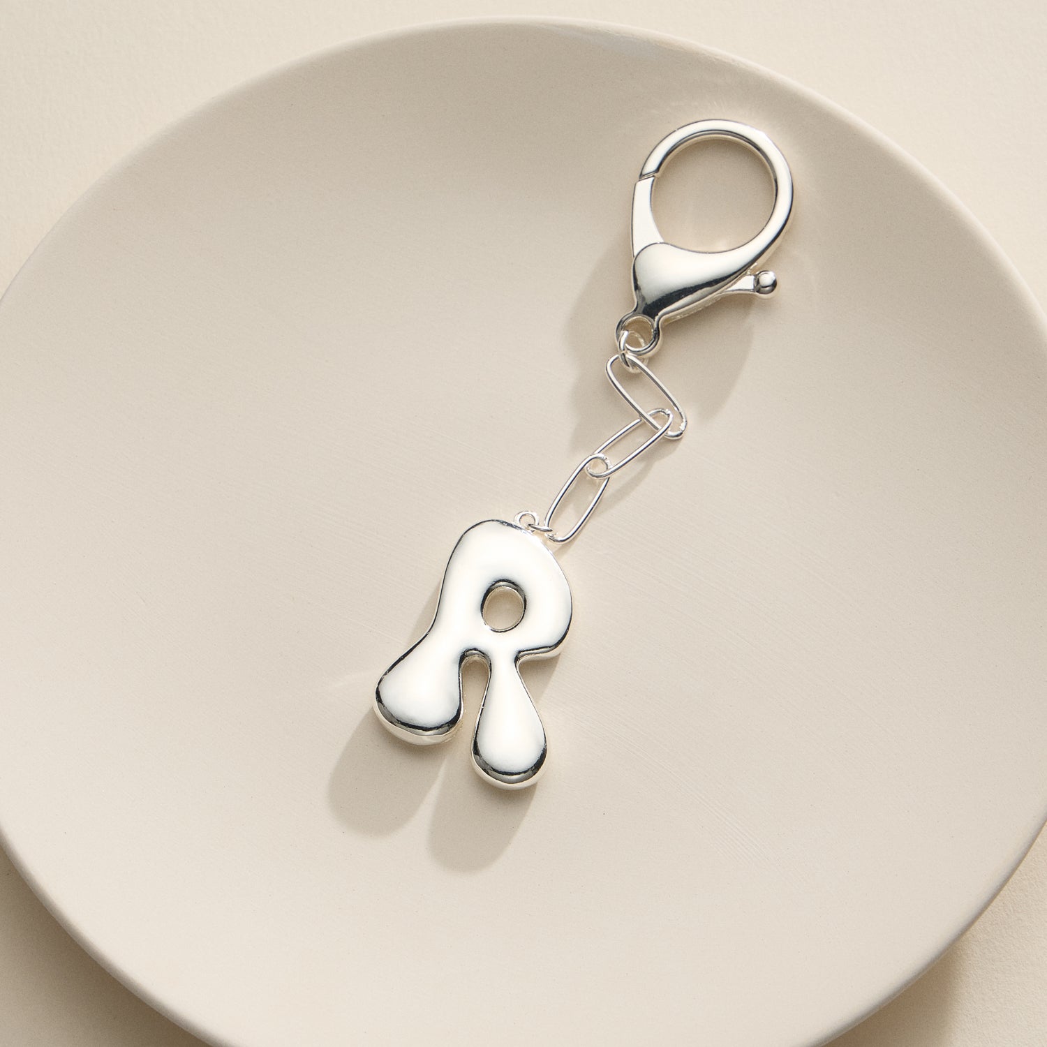 Personalized Bubble Initial Keychain – 18K Gold and Silver Tone Letter Charm