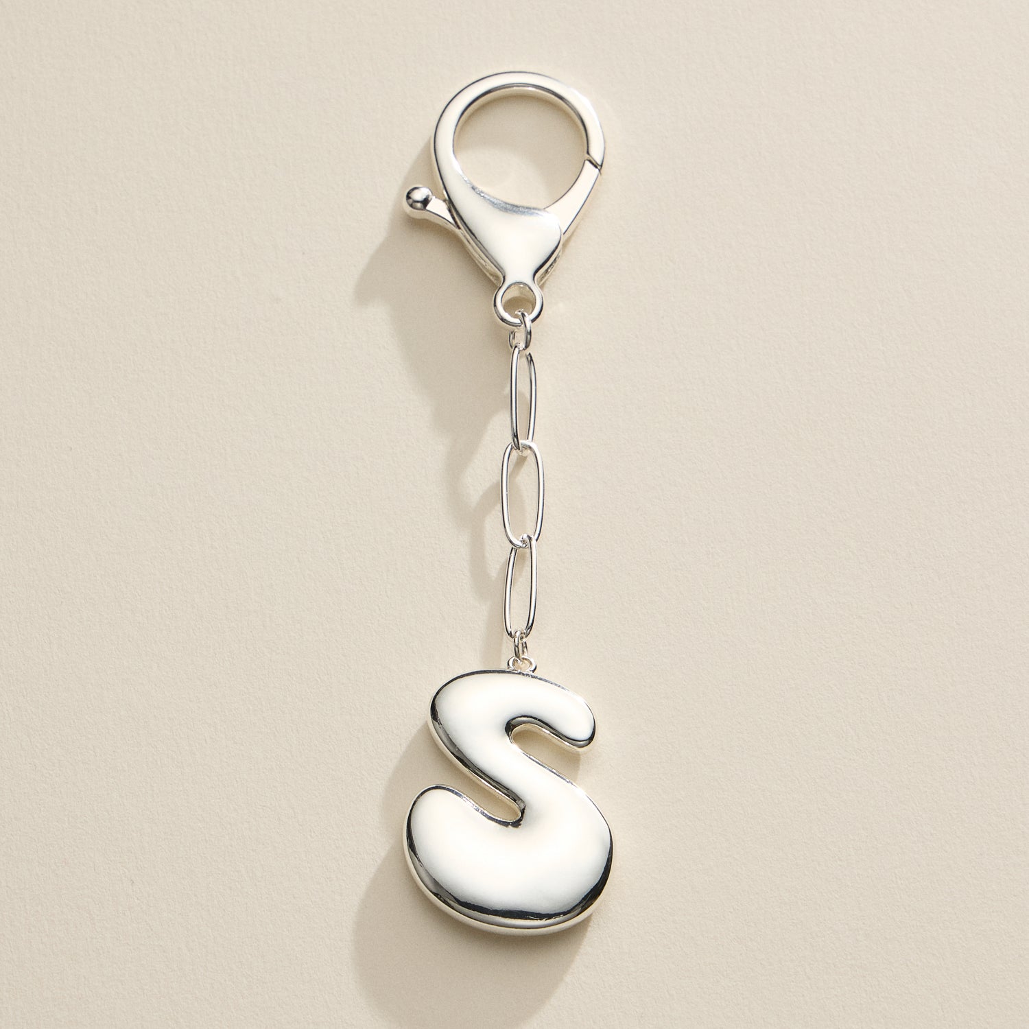 Personalized Bubble Initial Keychain – 18K Gold and Silver Tone Letter Charm