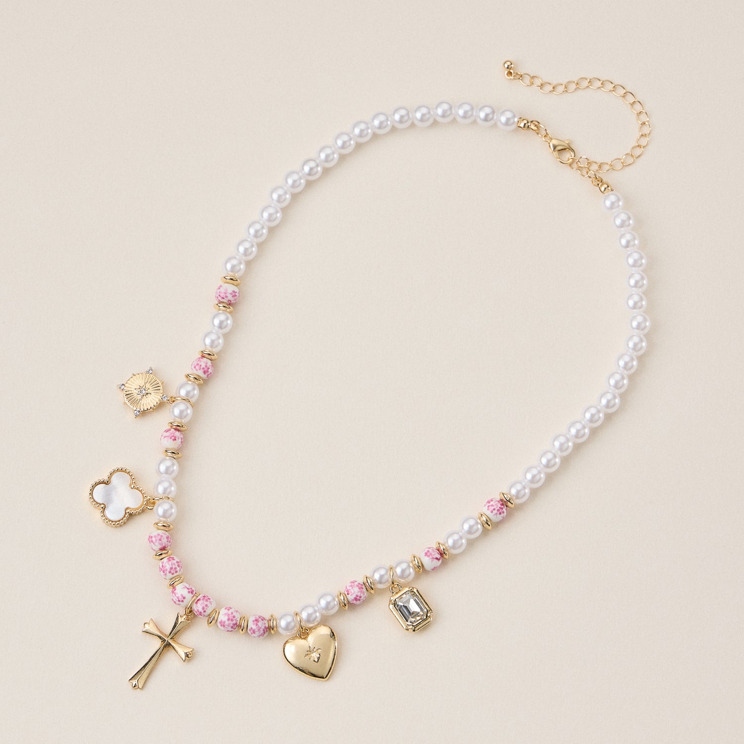 Faith & Love Pearl Ceramic Mixed Necklace