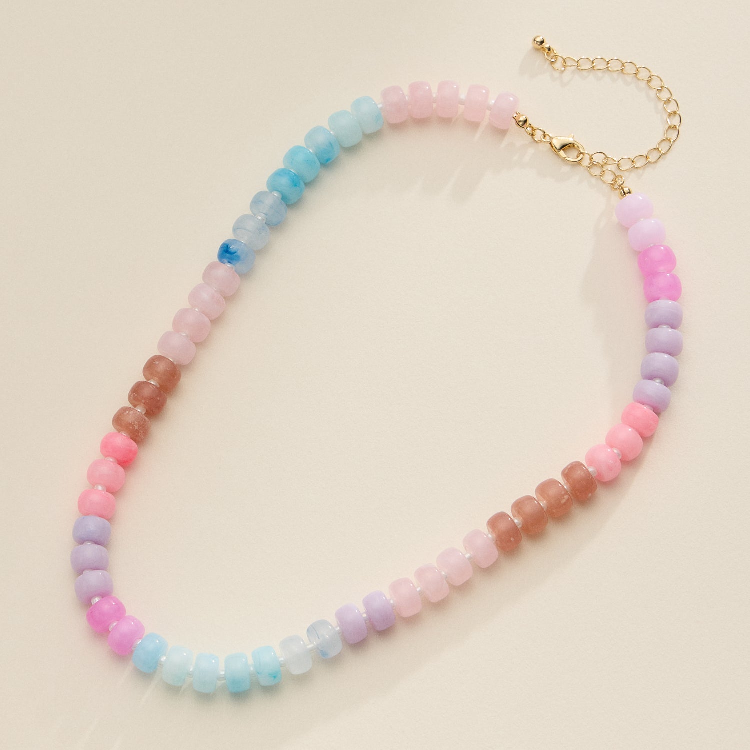 Gradient Color Round Disc Beaded Necklace