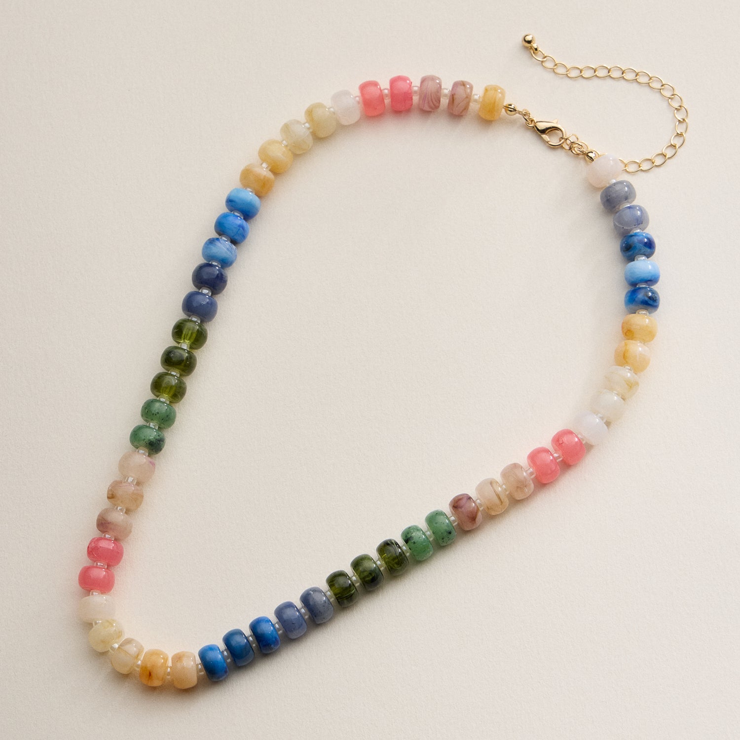 Gradient Color Round Disc Beaded Necklace