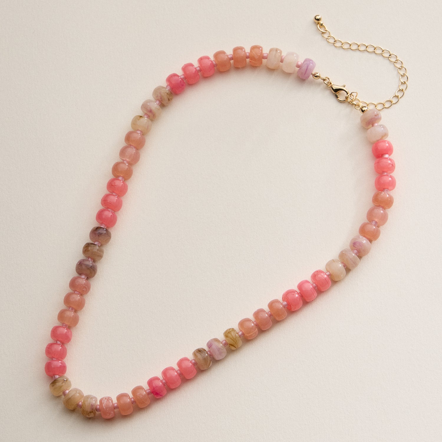 Gradient Color Round Disc Beaded Necklace