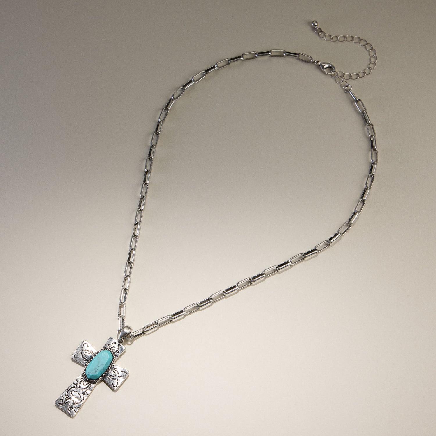 Crossed Turquoise Stone Necklace